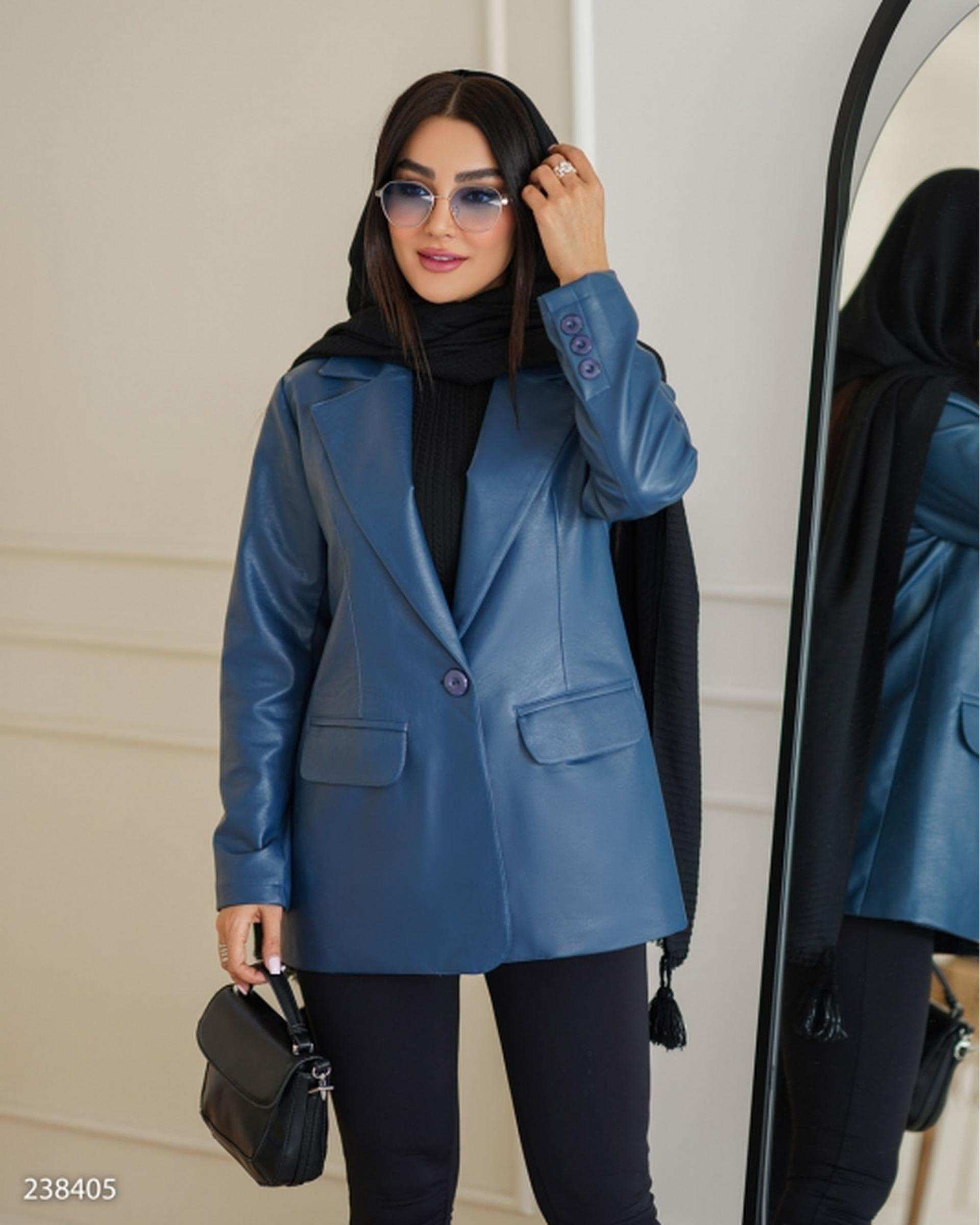 کت چرم زنانه آبی نفتی السانا Elsana مدل بهسام کد 2384