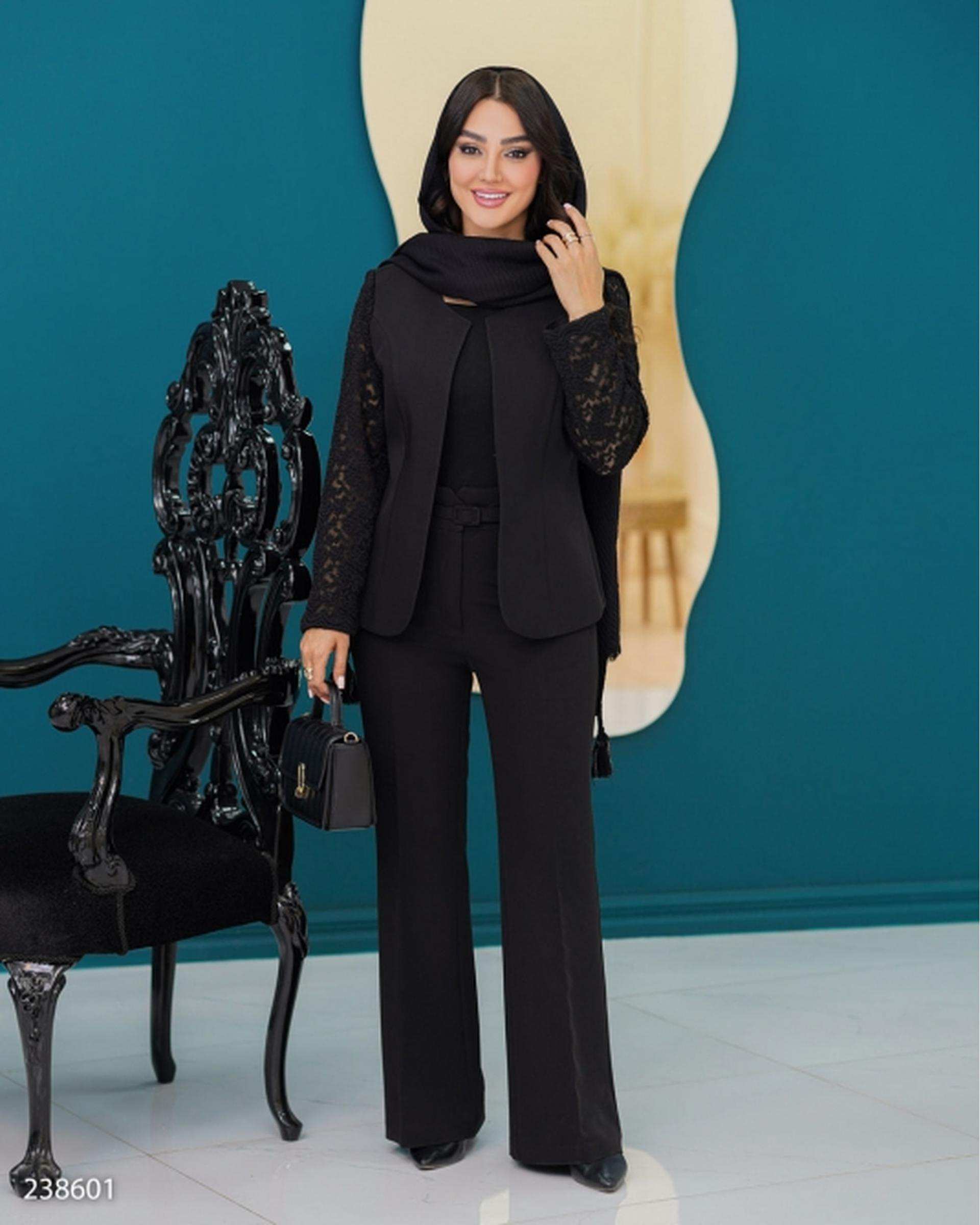 کت مجلسی زنانه مازاراتی مشکی السانا Elsana مدل پرارین کد 2386