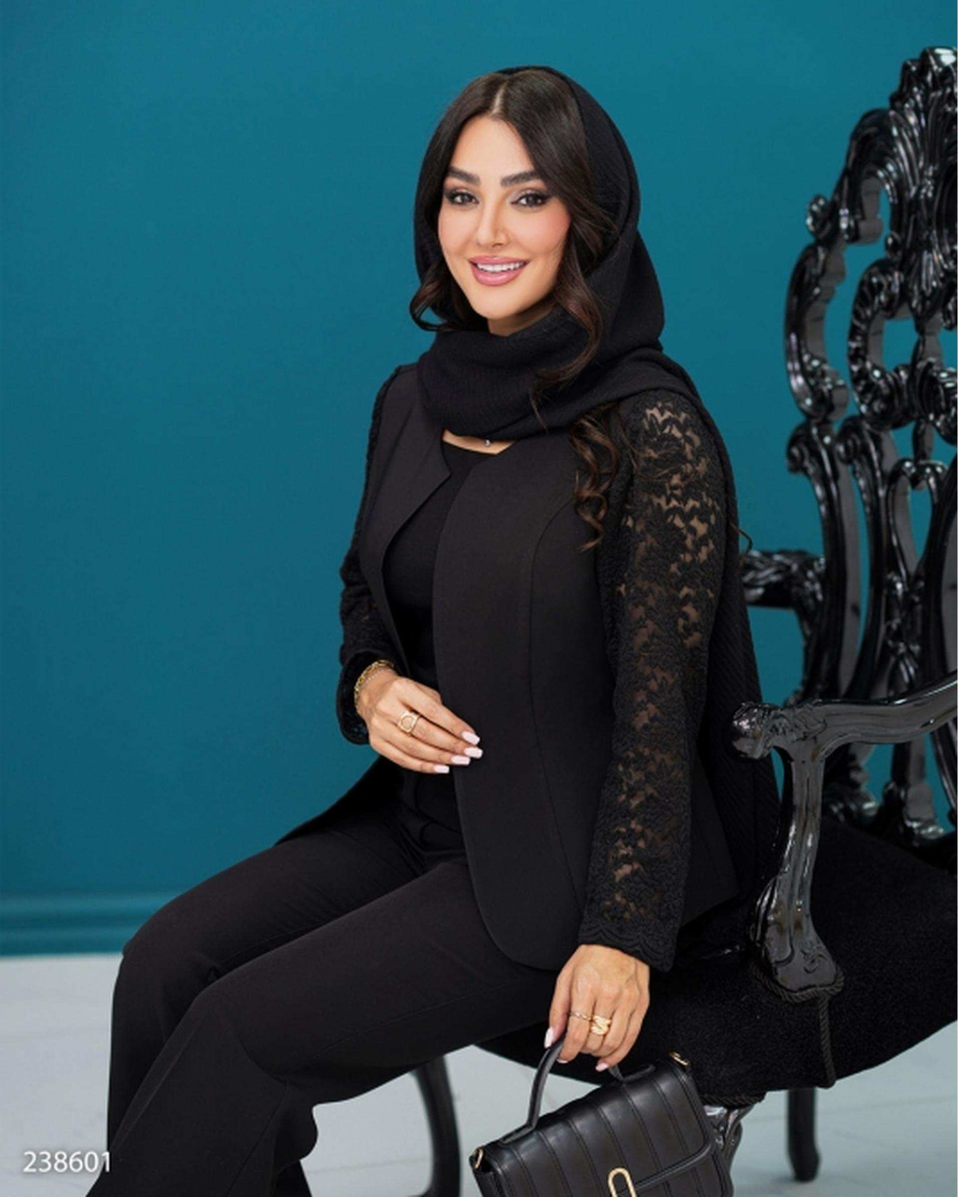 کت مجلسی زنانه مازاراتی مشکی السانا Elsana مدل پرارین کد 2386