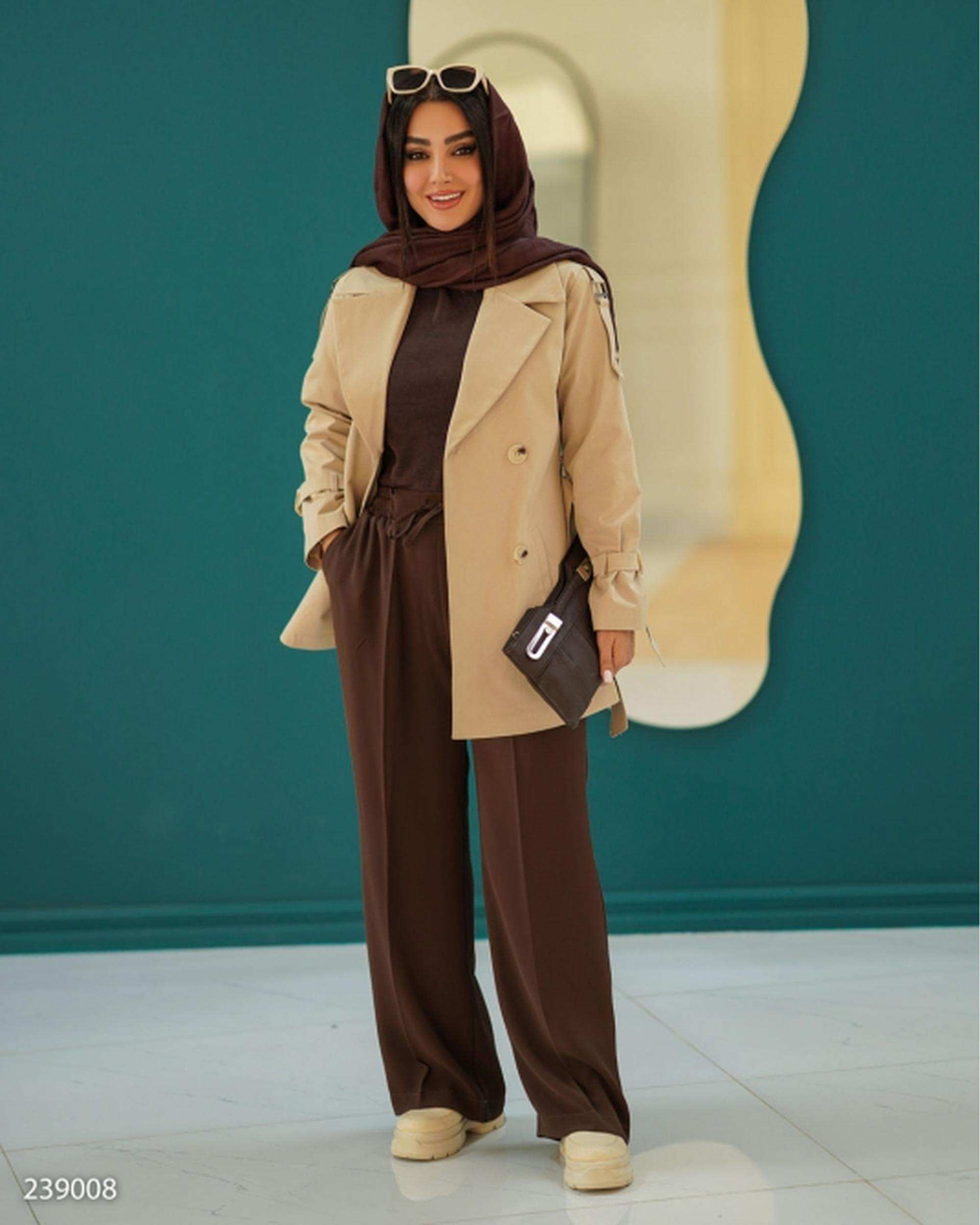بارانی زنانه کتان کرم السانا Elsana مدل آرات کد 2390