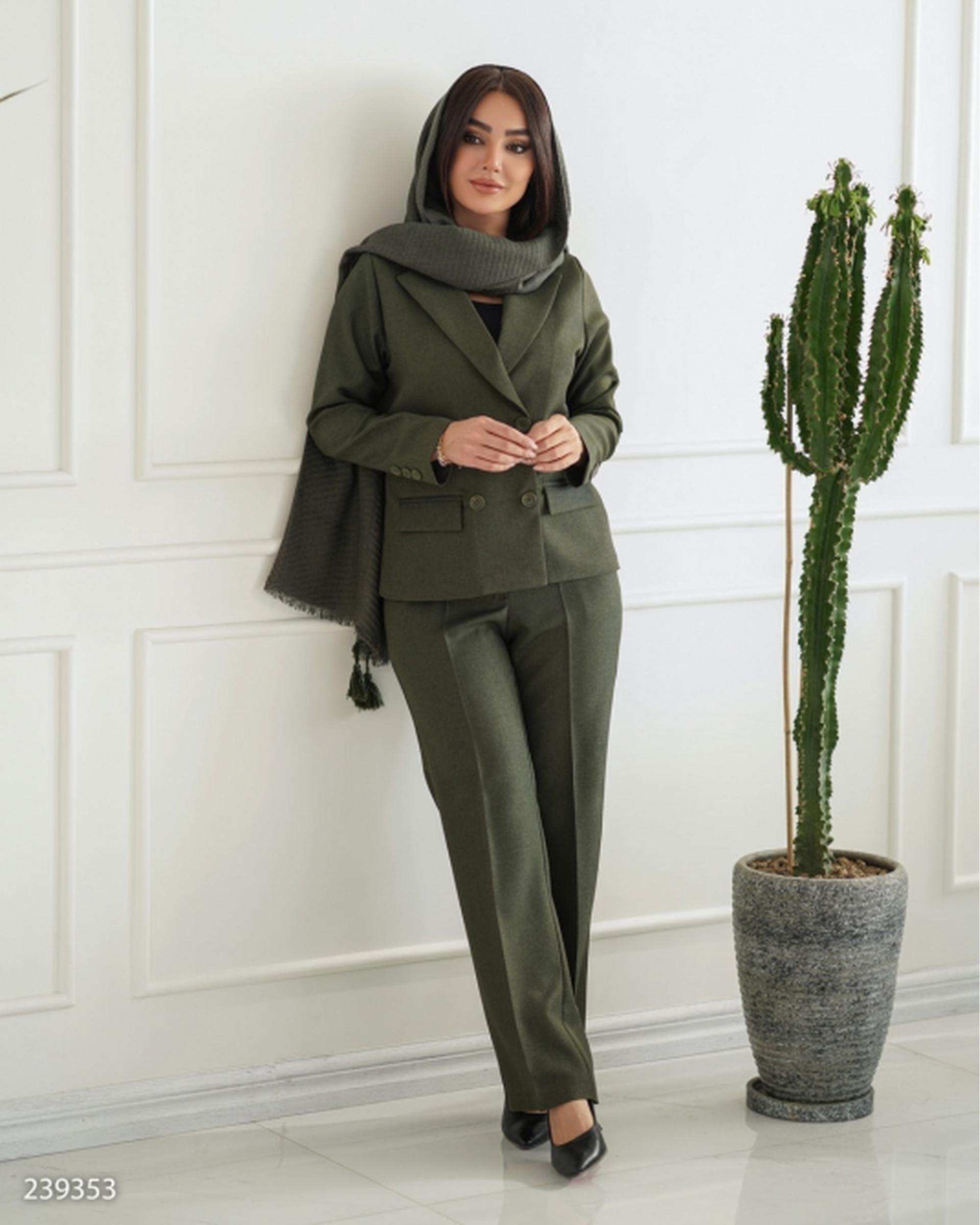 ست کت و شلوار زنانه سبز زیتونی السانا Elsana مدل روژدا کد 2393