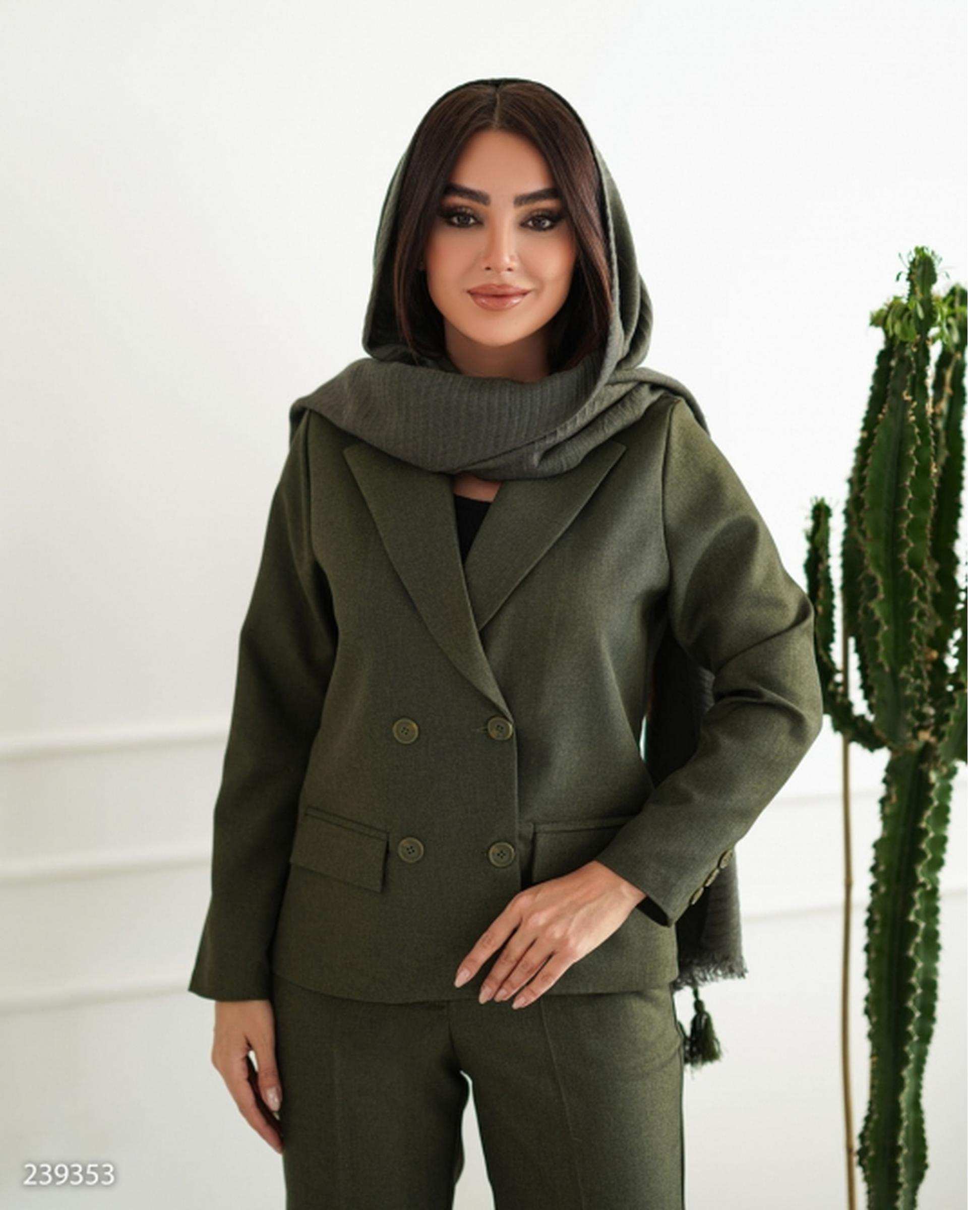 ست کت و شلوار زنانه سبز زیتونی السانا Elsana مدل روژدا کد 2393