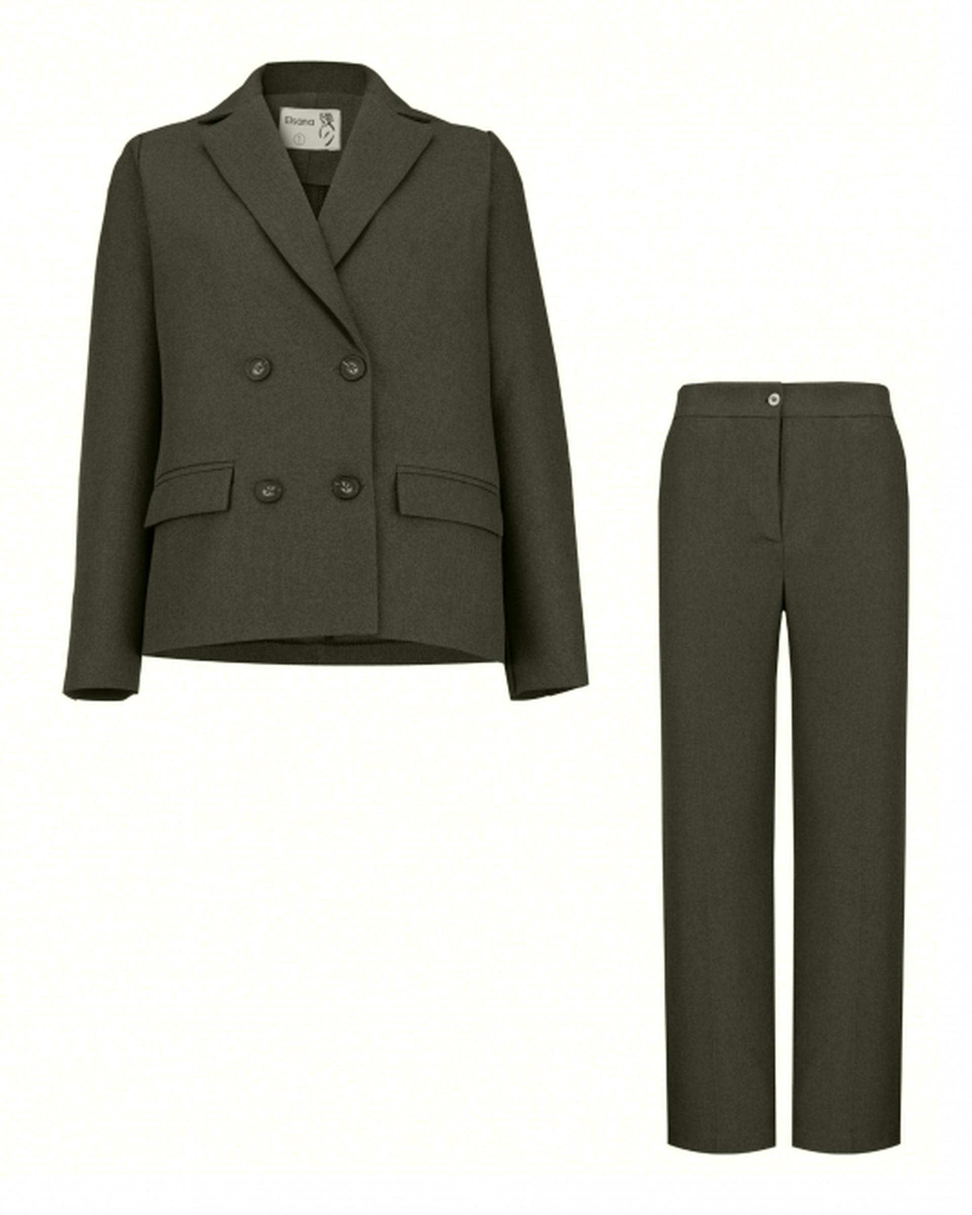 ست کت و شلوار زنانه سبز زیتونی السانا Elsana مدل روژدا کد 2393