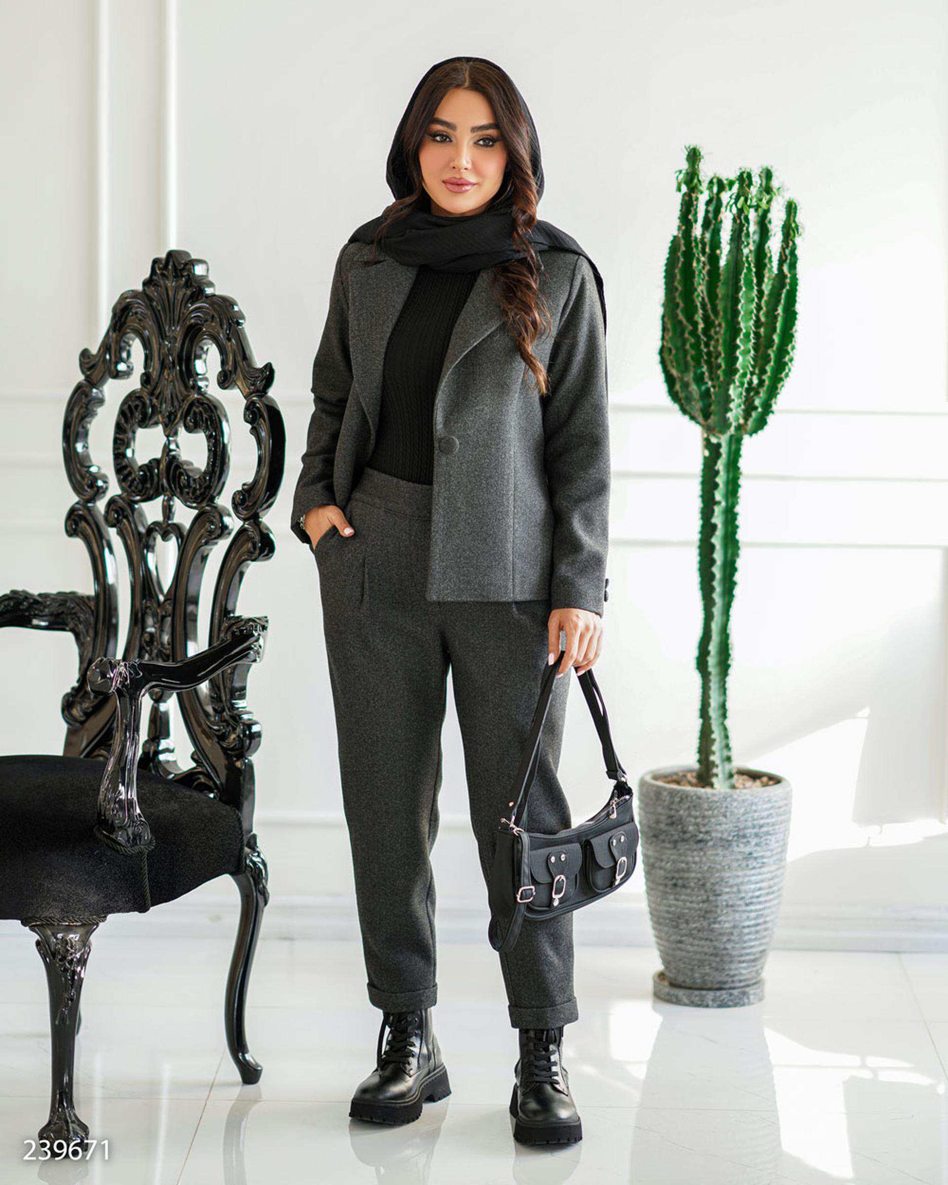 ست کت و شلوار زنانه فوتر زغالی السانا Elsana مدل ژیرو کد 2396