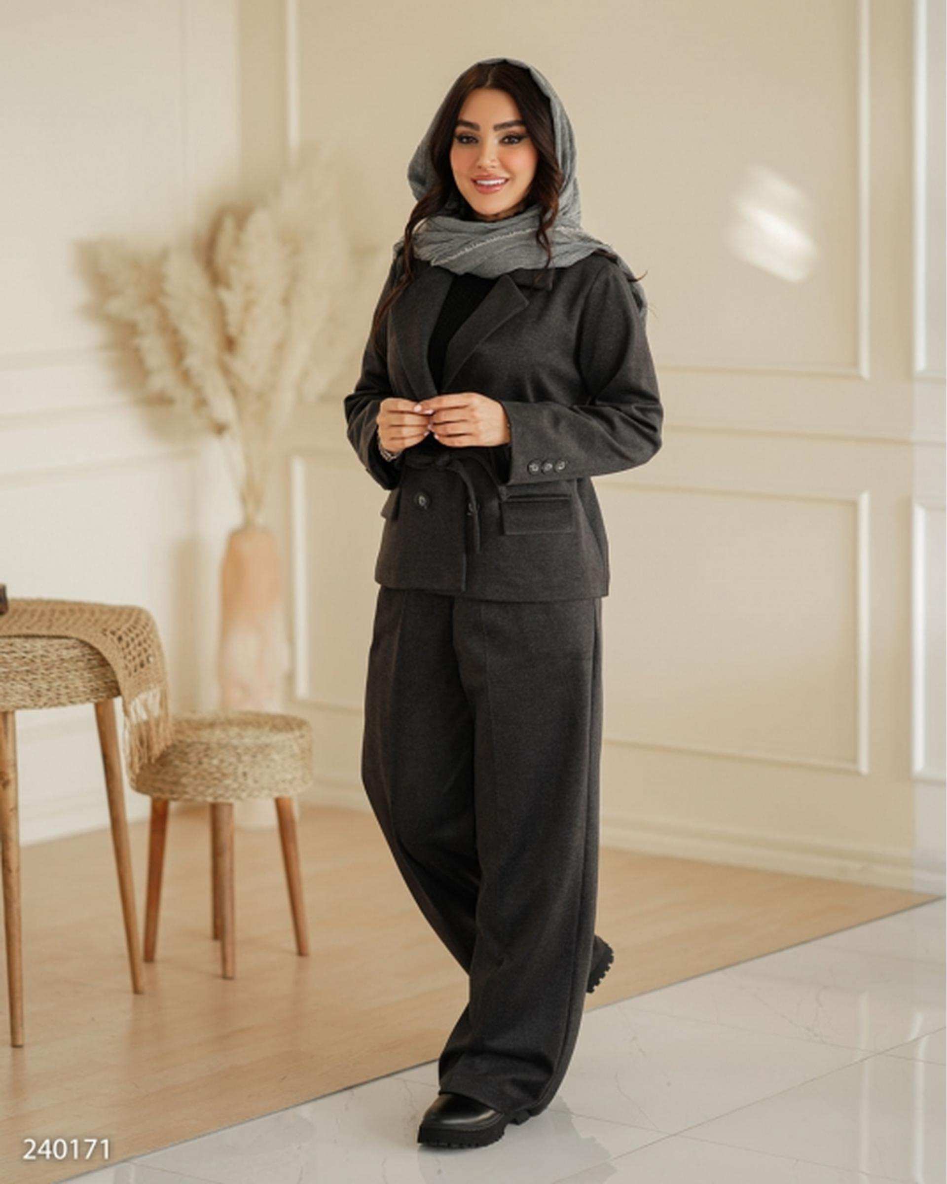 ست کت و شلوار زنانه فوتر زغالی السانا Elsana مدل شادمهر کد 2401
