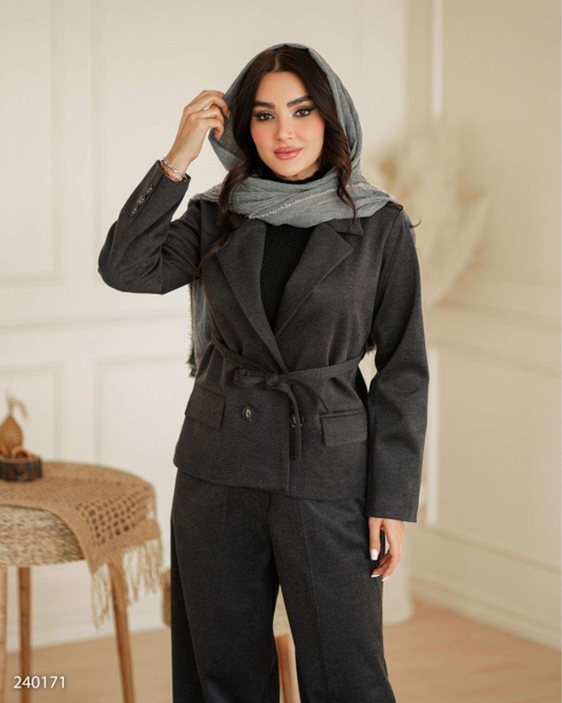 ست کت و شلوار زنانه فوتر زغالی السانا Elsana مدل شادمهر کد 2401