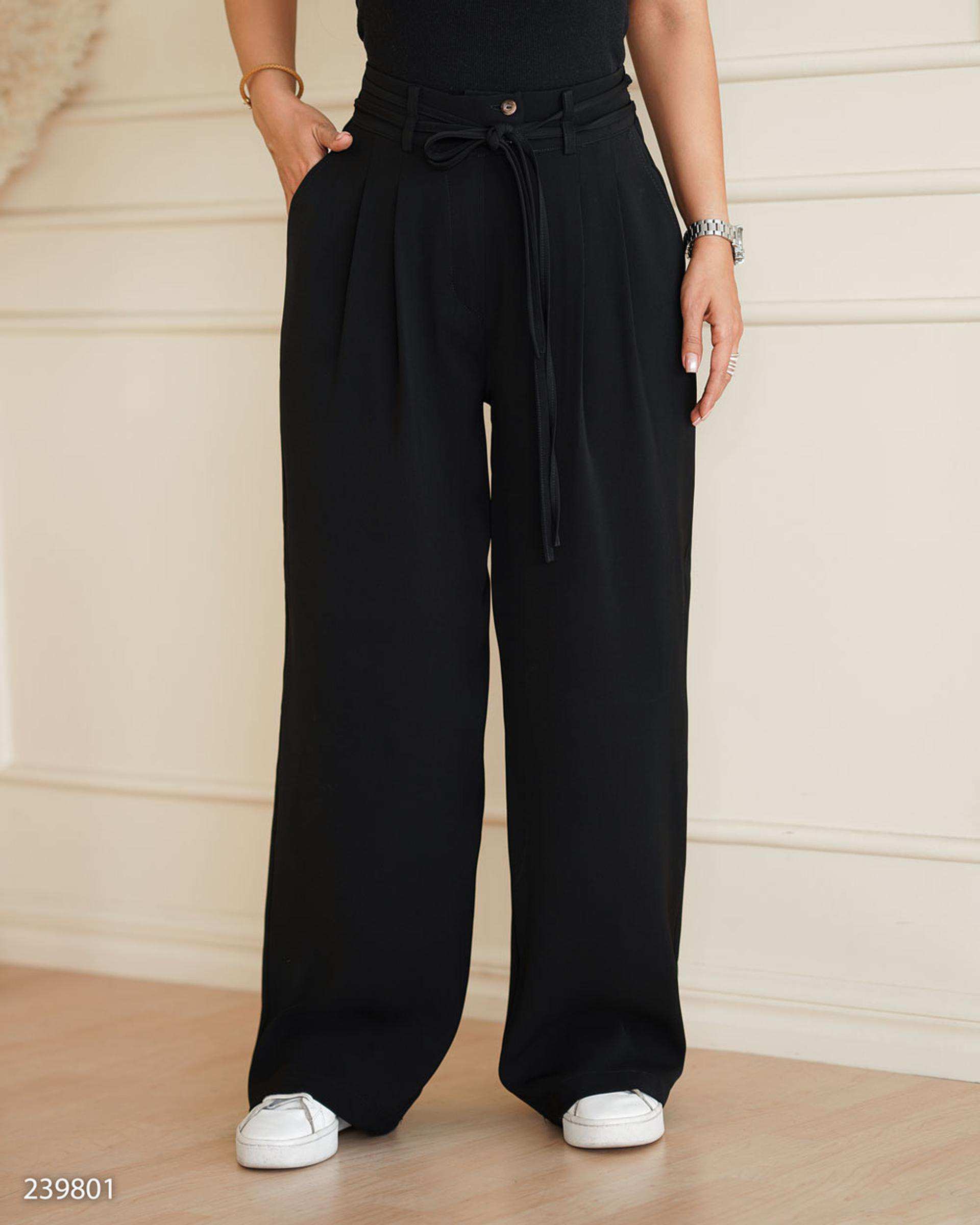 شلوار بگ زنانه کرپ مشکی السانا Elsana مدل آرکیا کد 2398