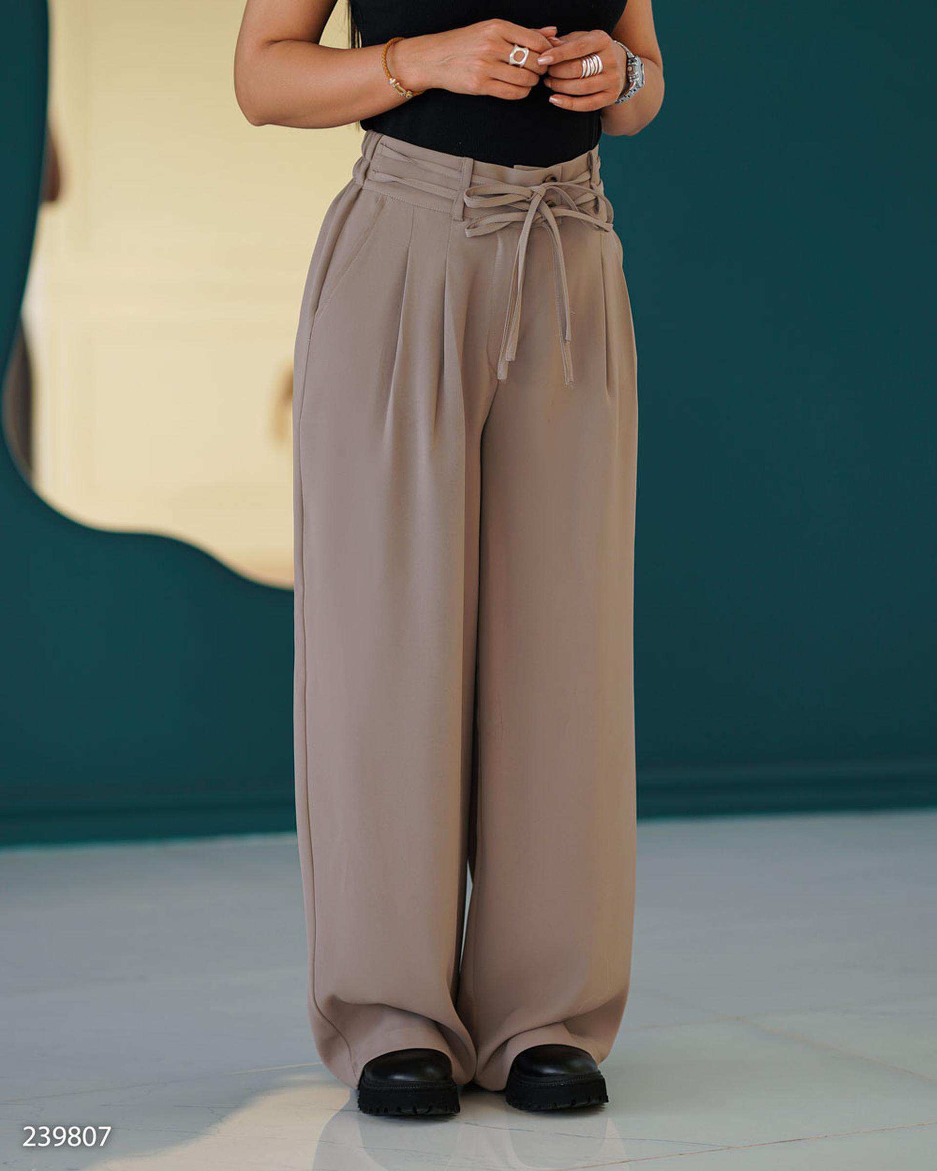 شلوار بگ زنانه کرپ شکلاتی السانا Elsana مدل آرکیا کد 2398