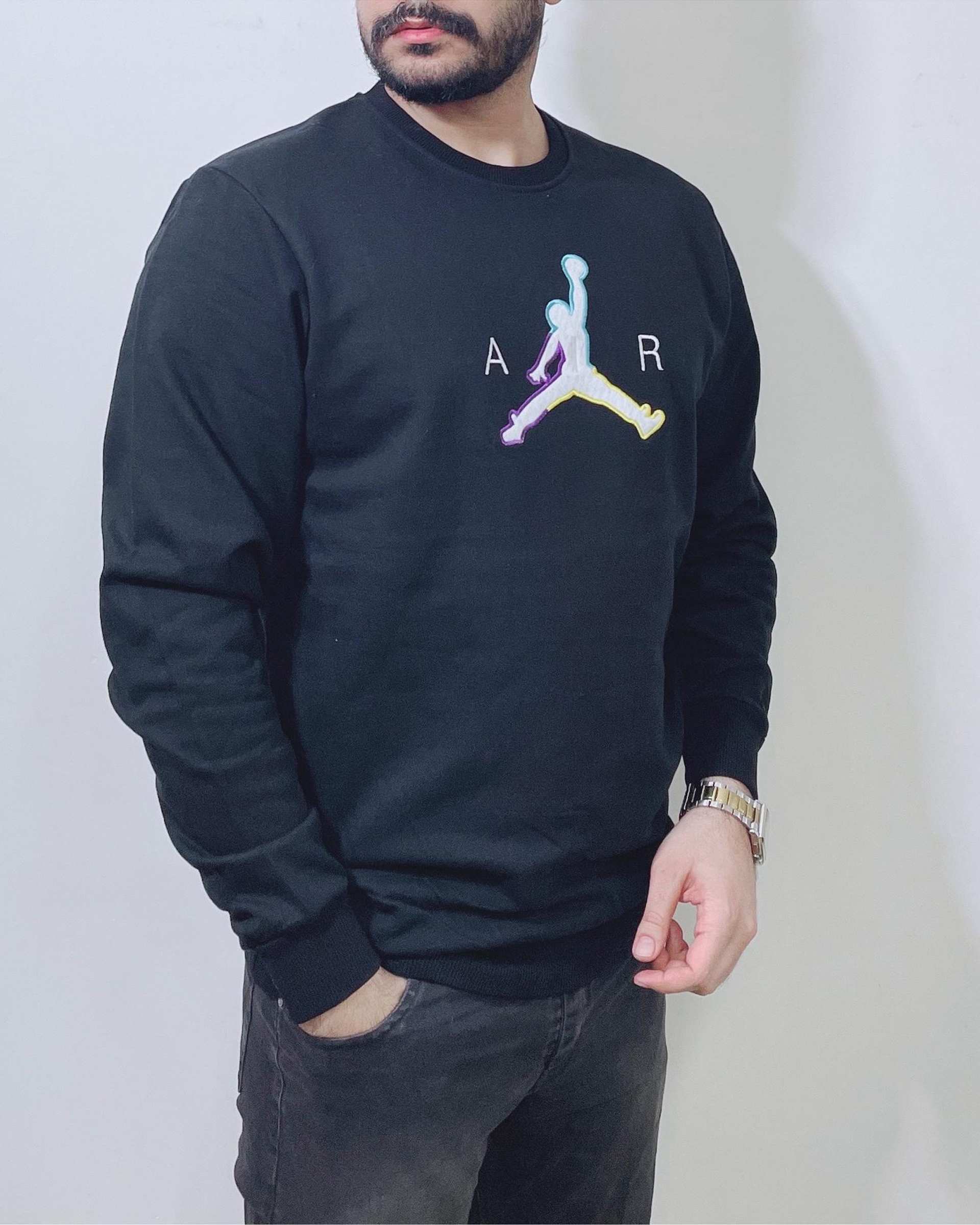 سویشرت مردانه دورس سه نخ مشکی دیورسو Diverso کد 4863