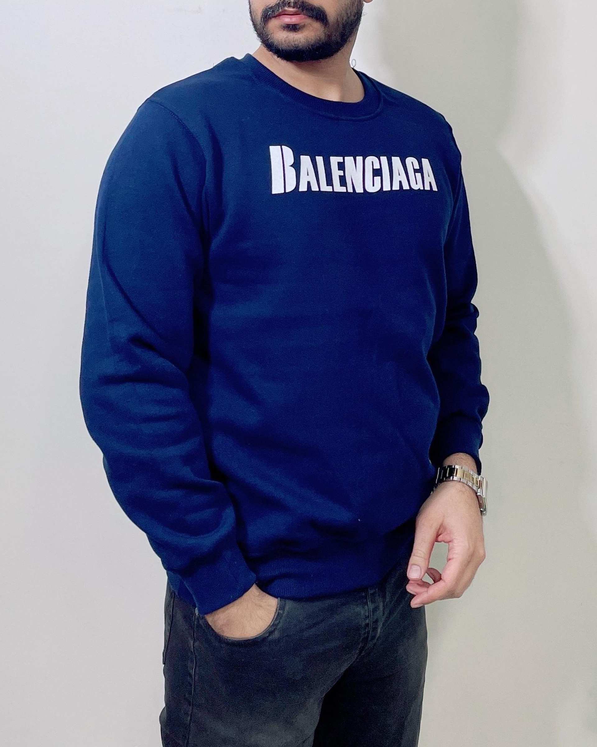 سویشرت مردانه دورس سه نخ سرمه ای دیورسو Diverso کد 4865