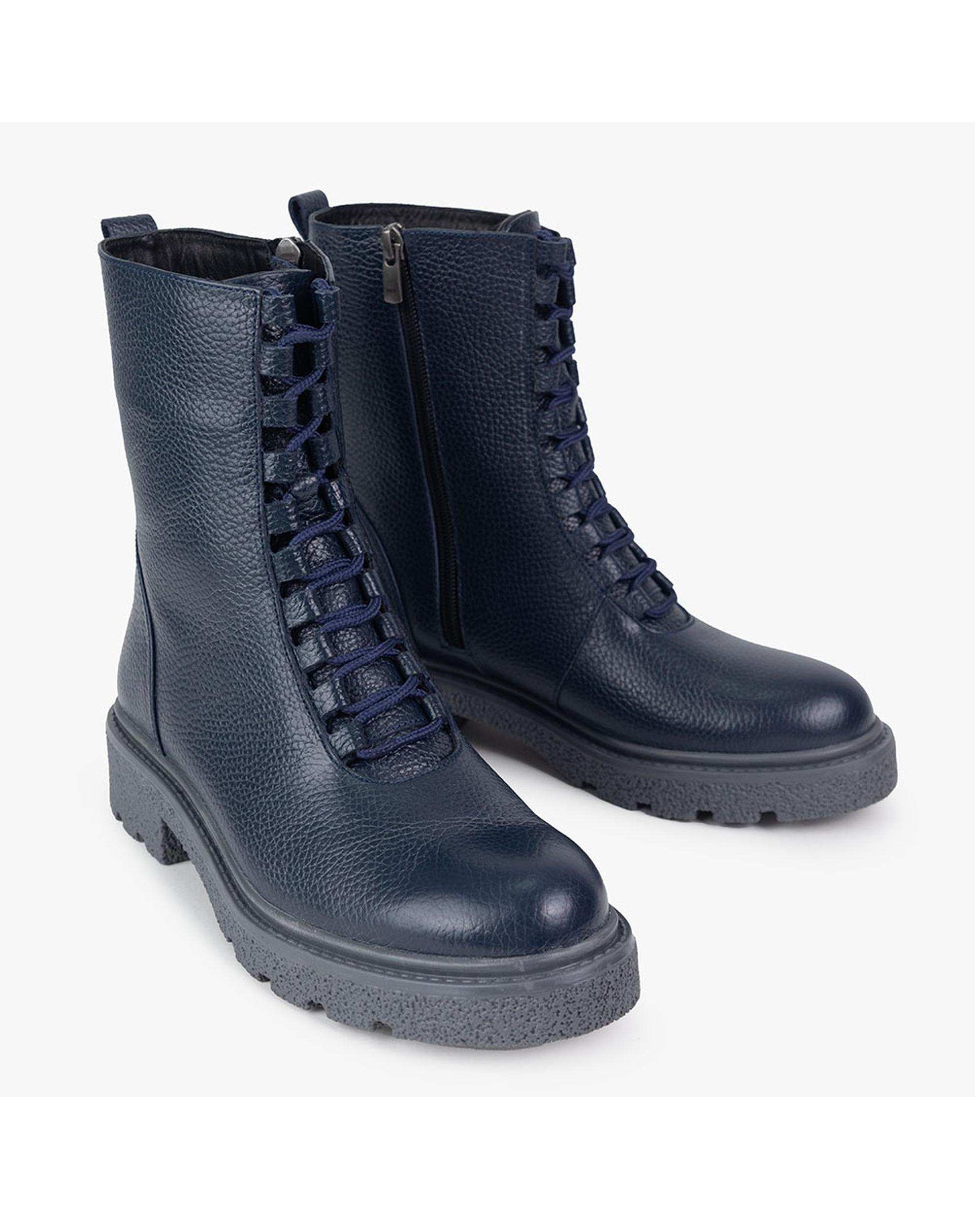 بوت چرم زنانه طبی سرمه ای برتونیکس Berttonix کد A-3020