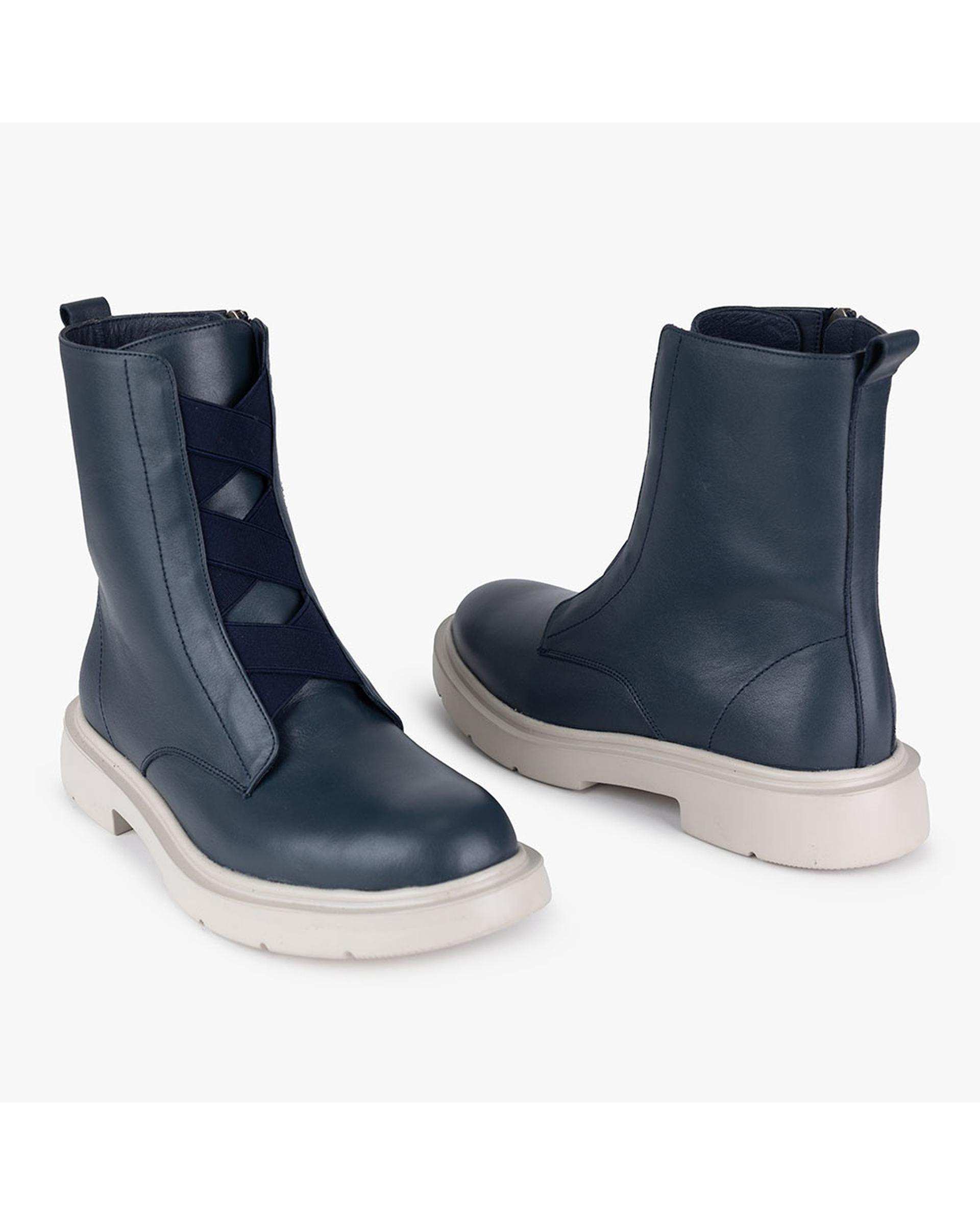 بوت چرم زنانه طبی سرمه ای برتونیکس Berttonix کد 3030