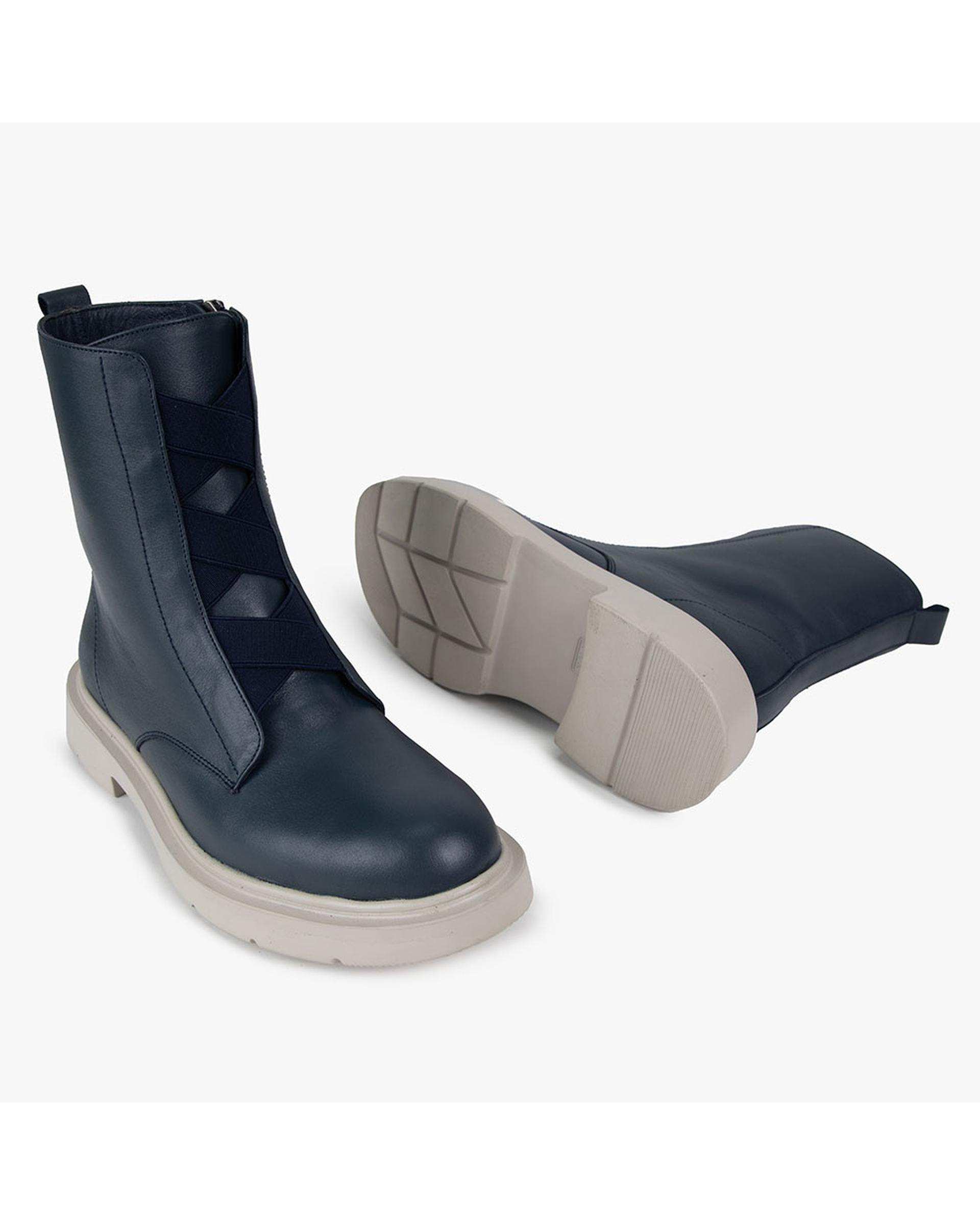 بوت چرم زنانه طبی سرمه ای برتونیکس Berttonix کد 3030