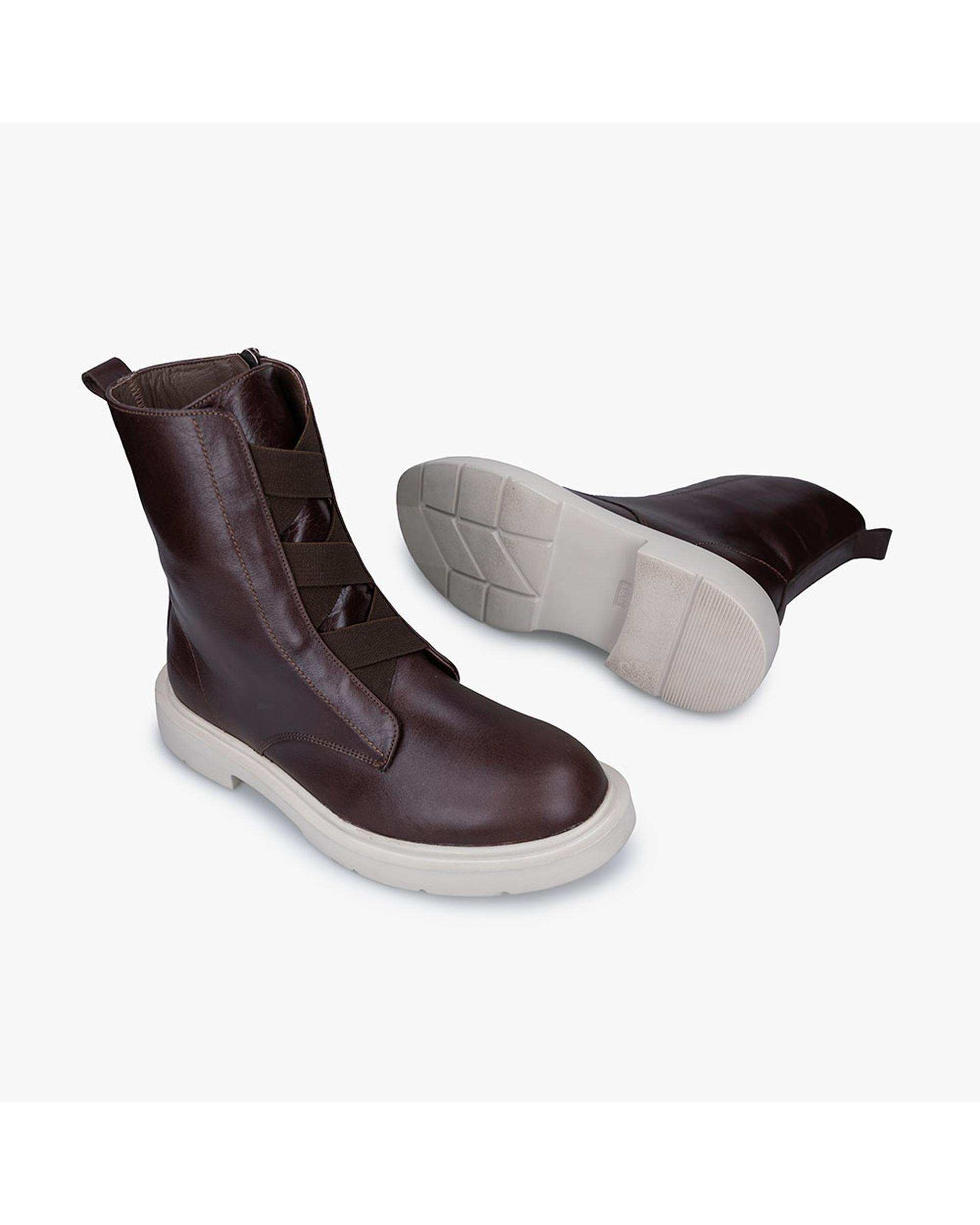 بوت چرم زنانه طبی قهوه ای برتونیکس Berttonix کد 3030