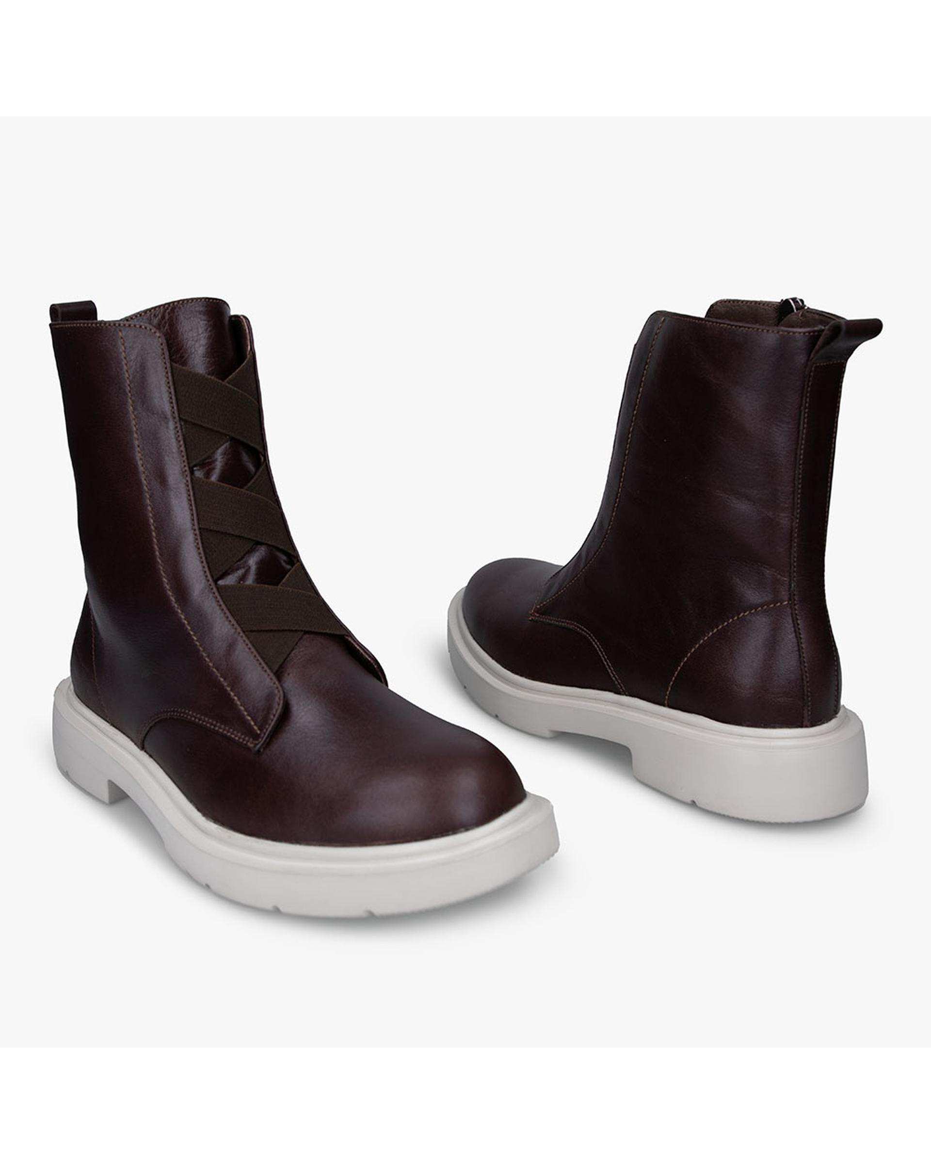 بوت چرم زنانه طبی قهوه ای برتونیکس Berttonix کد 3030