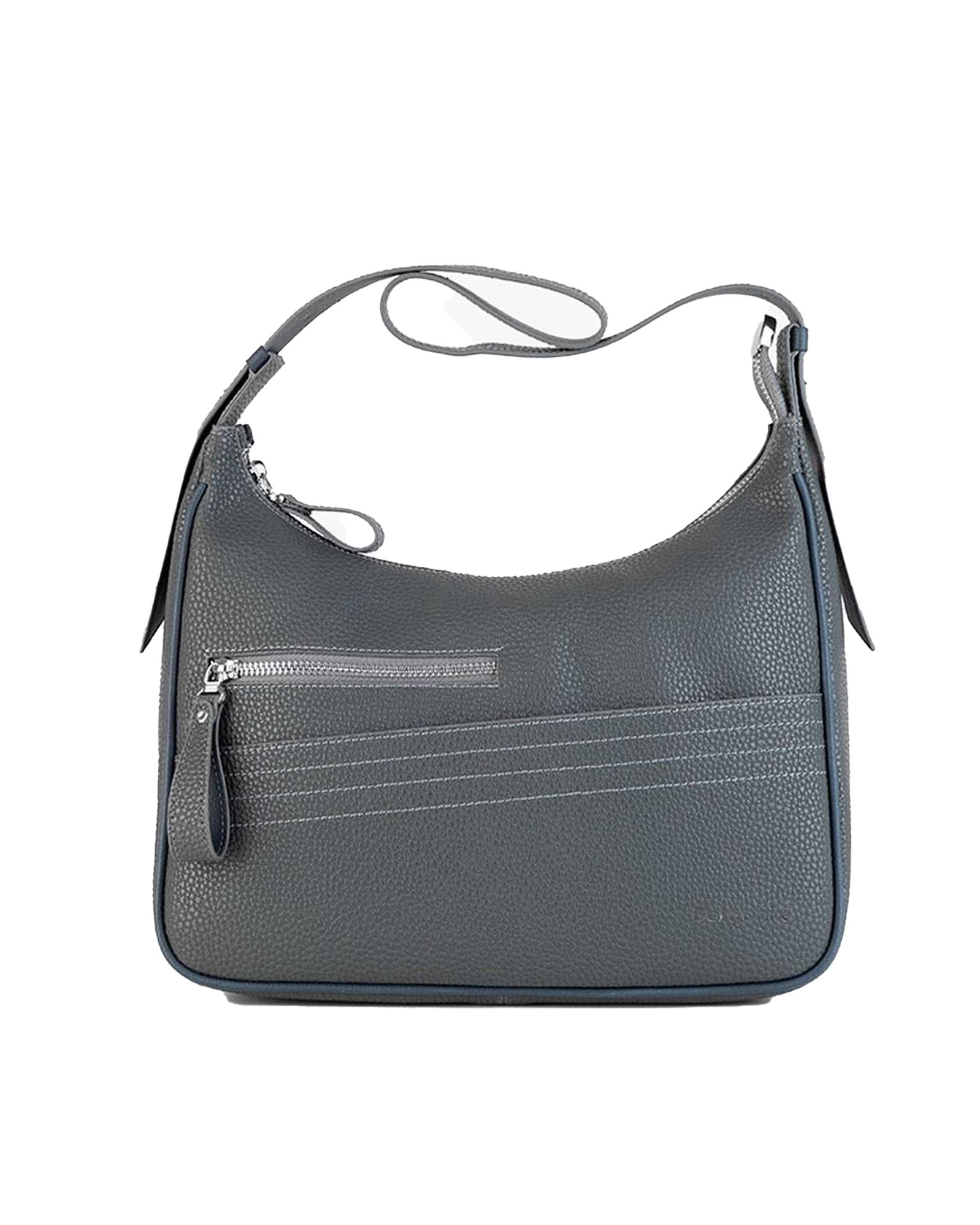 کیف دوشی چرم زنانه طوسی برتونیکس Berttonix مدل سوپر پیو کد 2121