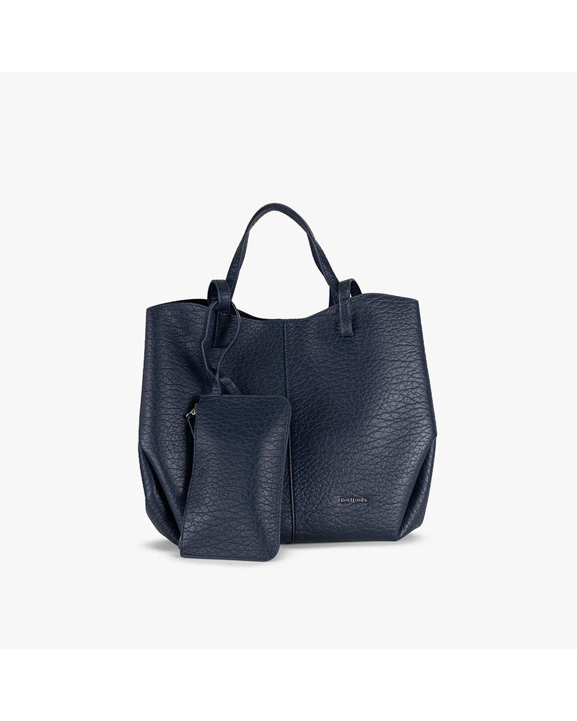 کیف دستی چرم زنانه سرمه ای برتونیکس Berttonix کد R-25001 به همراه جاکارتی