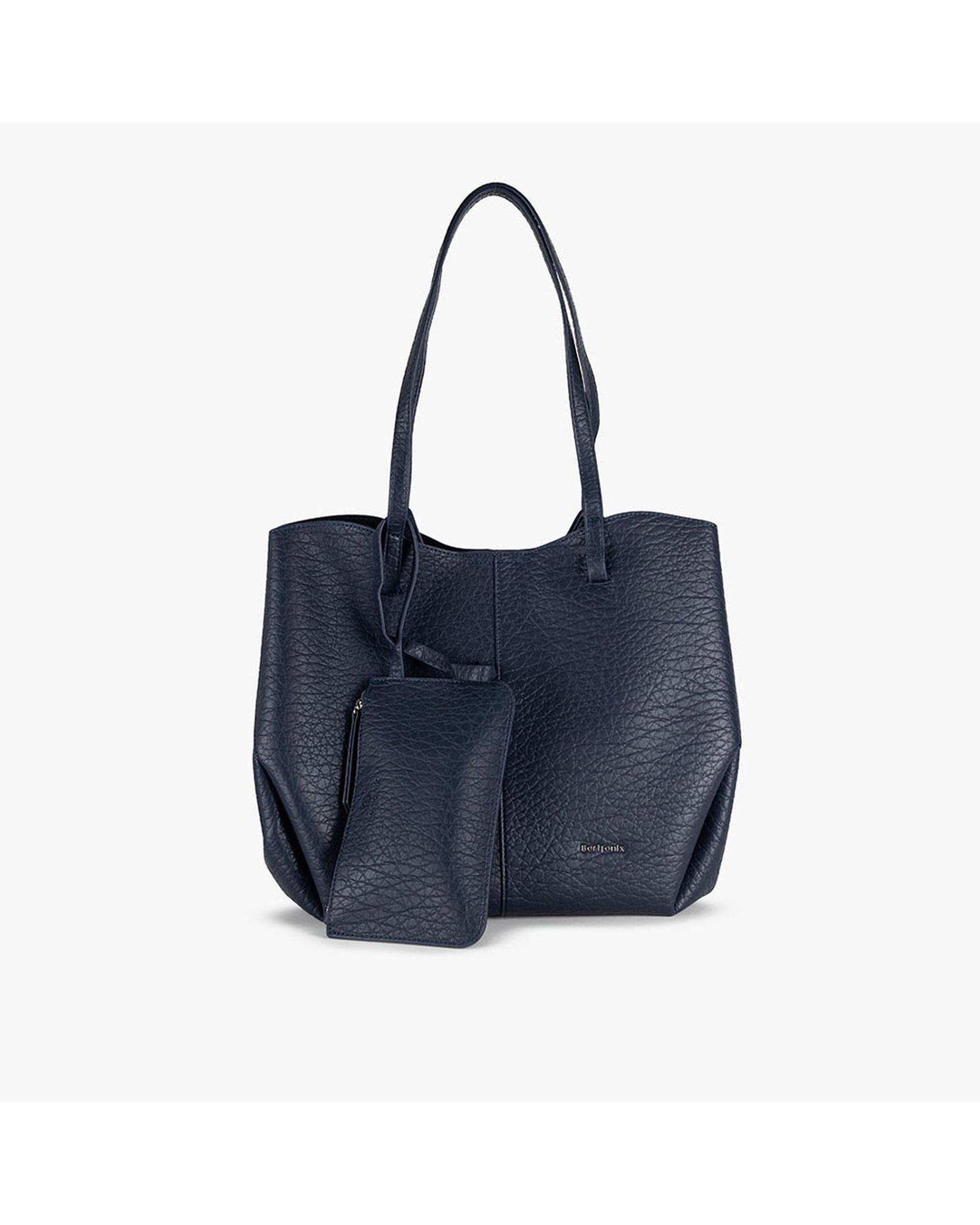 کیف دستی چرم زنانه سرمه ای برتونیکس Berttonix کد R-25001 به همراه جاکارتی