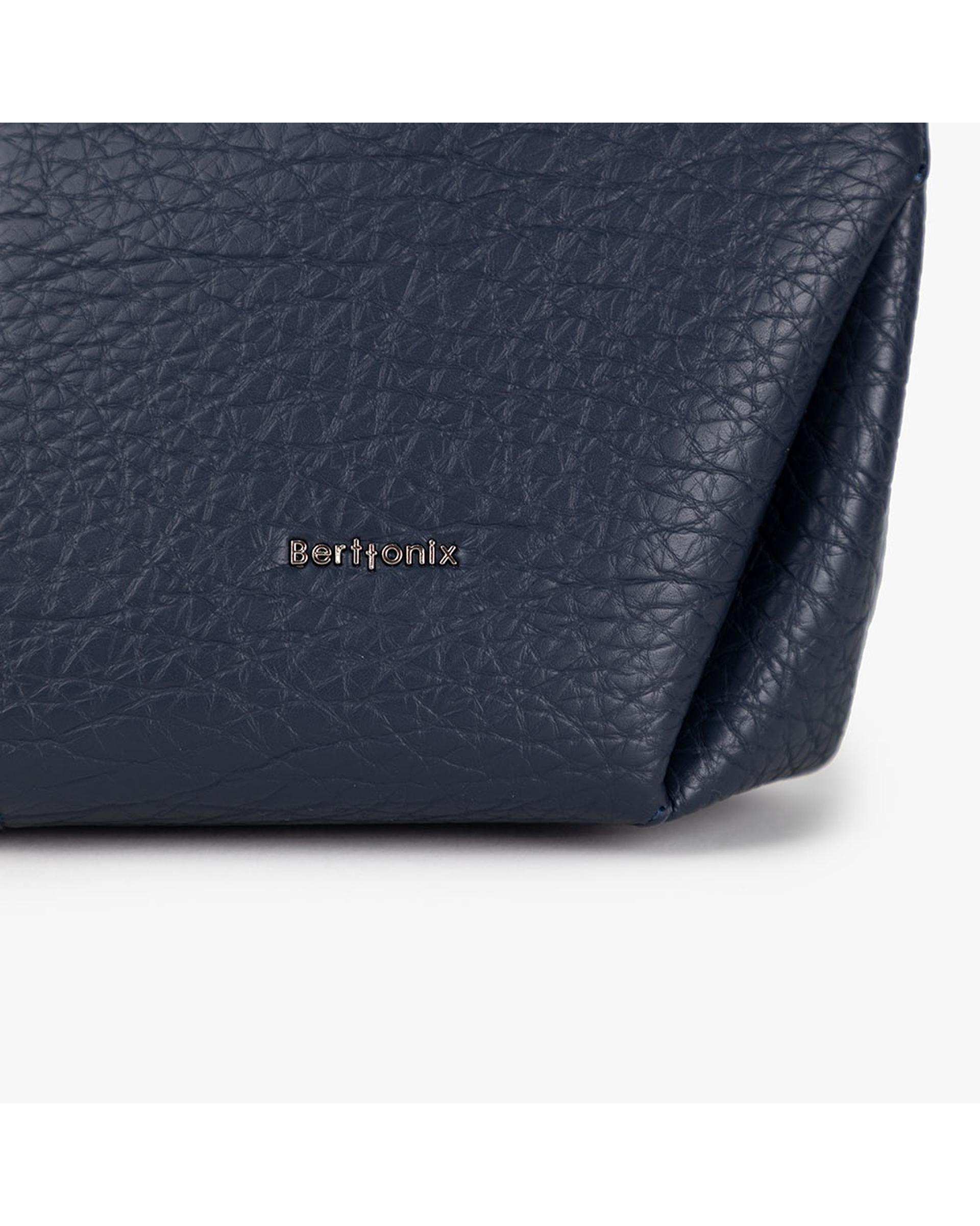 کیف دستی چرم زنانه سرمه ای برتونیکس Berttonix کد R-25001 به همراه جاکارتی