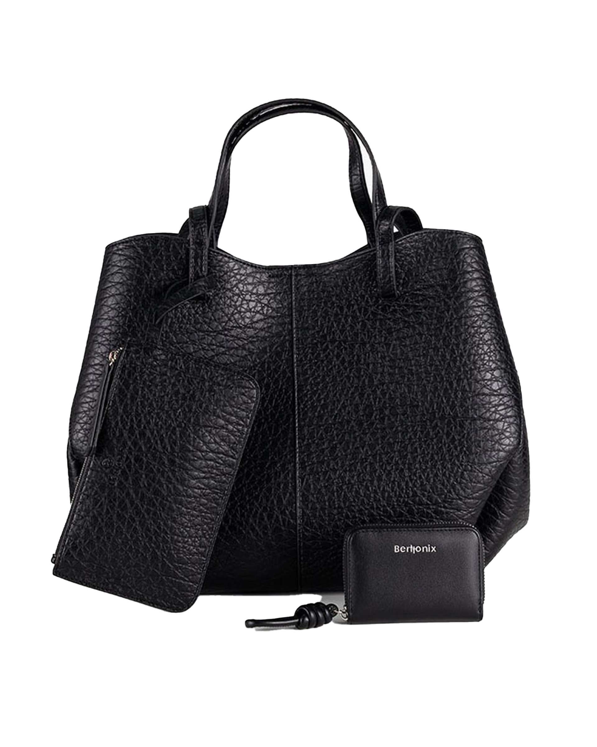 کیف دستی چرم زنانه مشکی برتونیکس Berttonix کد R-25001 به همراه جاکارتی