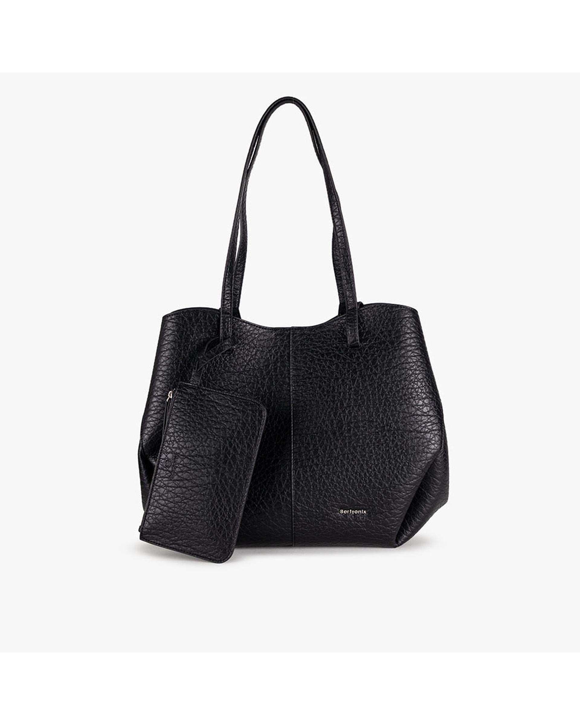 کیف دستی چرم زنانه مشکی برتونیکس Berttonix کد R-25001 به همراه جاکارتی