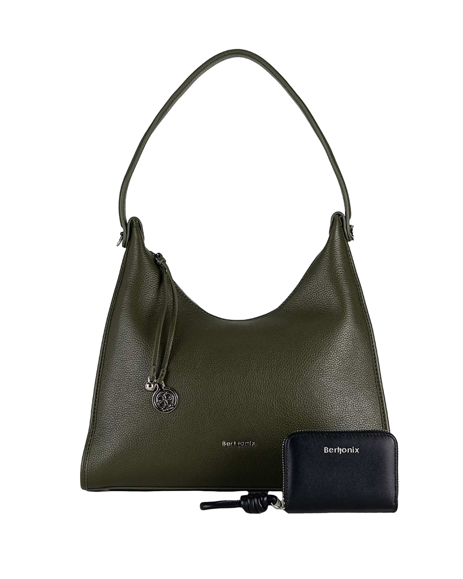 کیف دستی چرم زنانه سبز برتونیکس Berttonix کد R-25003 به همراه جاکارتی