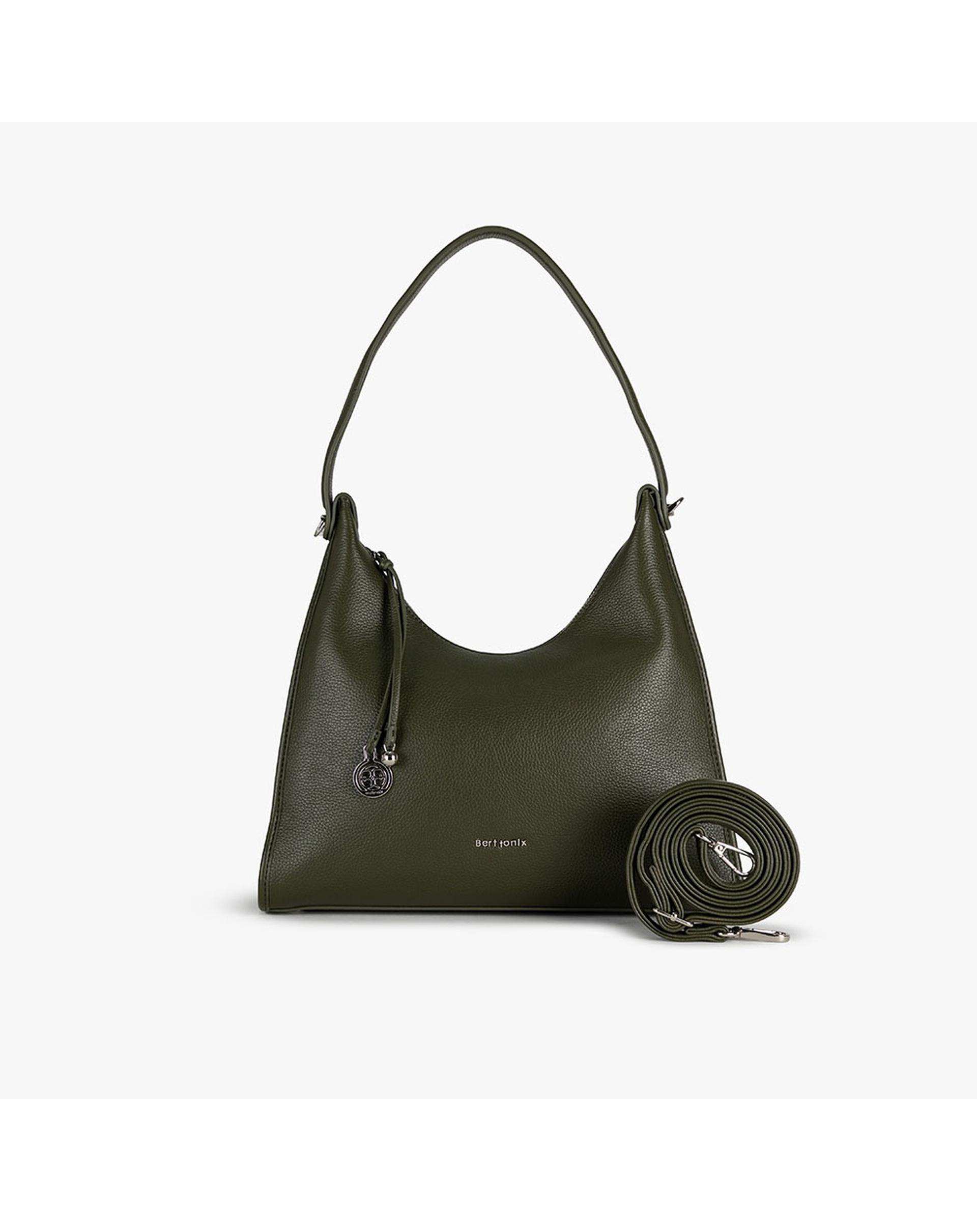 کیف دستی چرم زنانه سبز برتونیکس Berttonix کد R-25003 به همراه جاکارتی