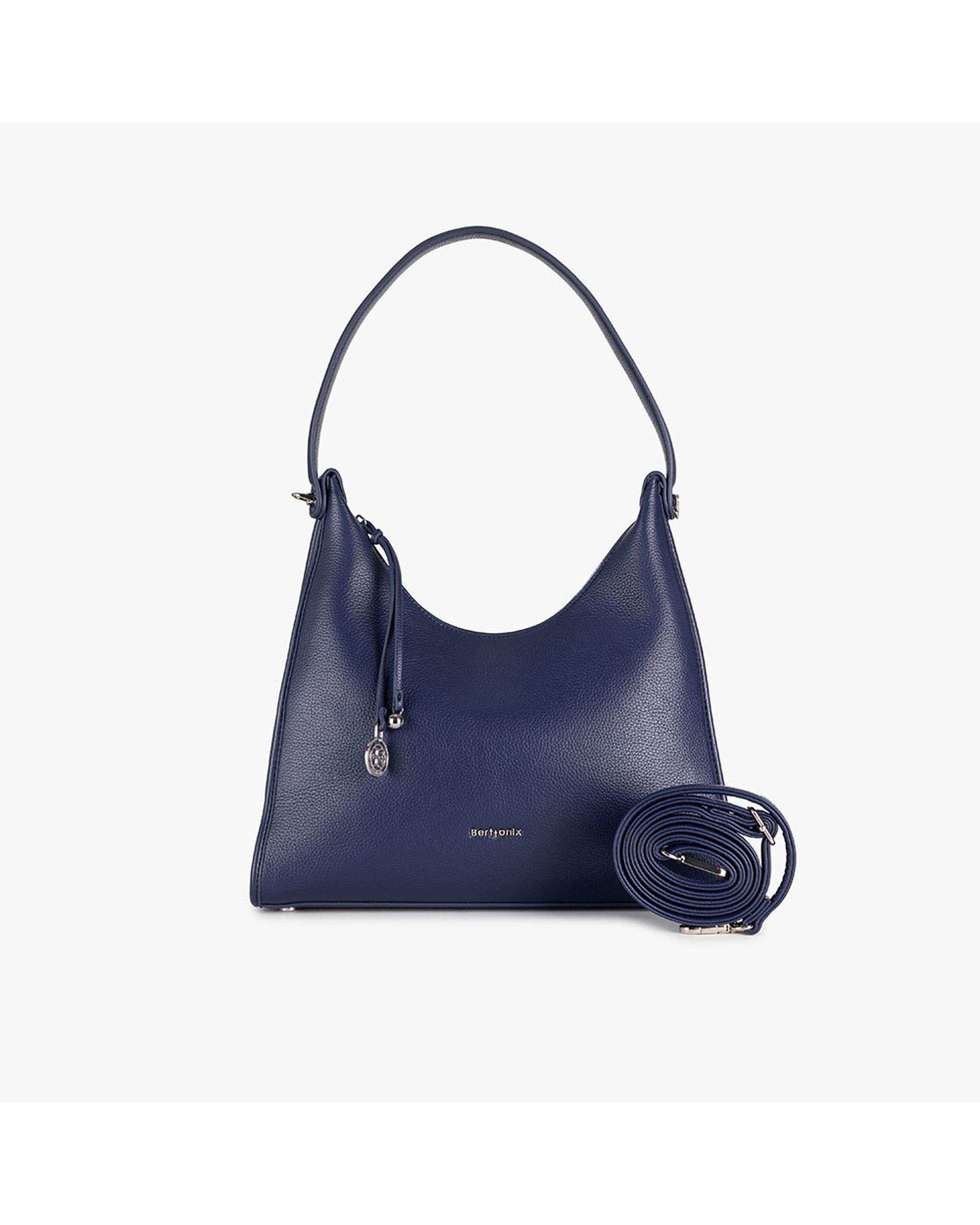 کیف دستی چرم زنانه سرمه ای برتونیکس Berttonix کد R-25003 به همراه جاکارتی