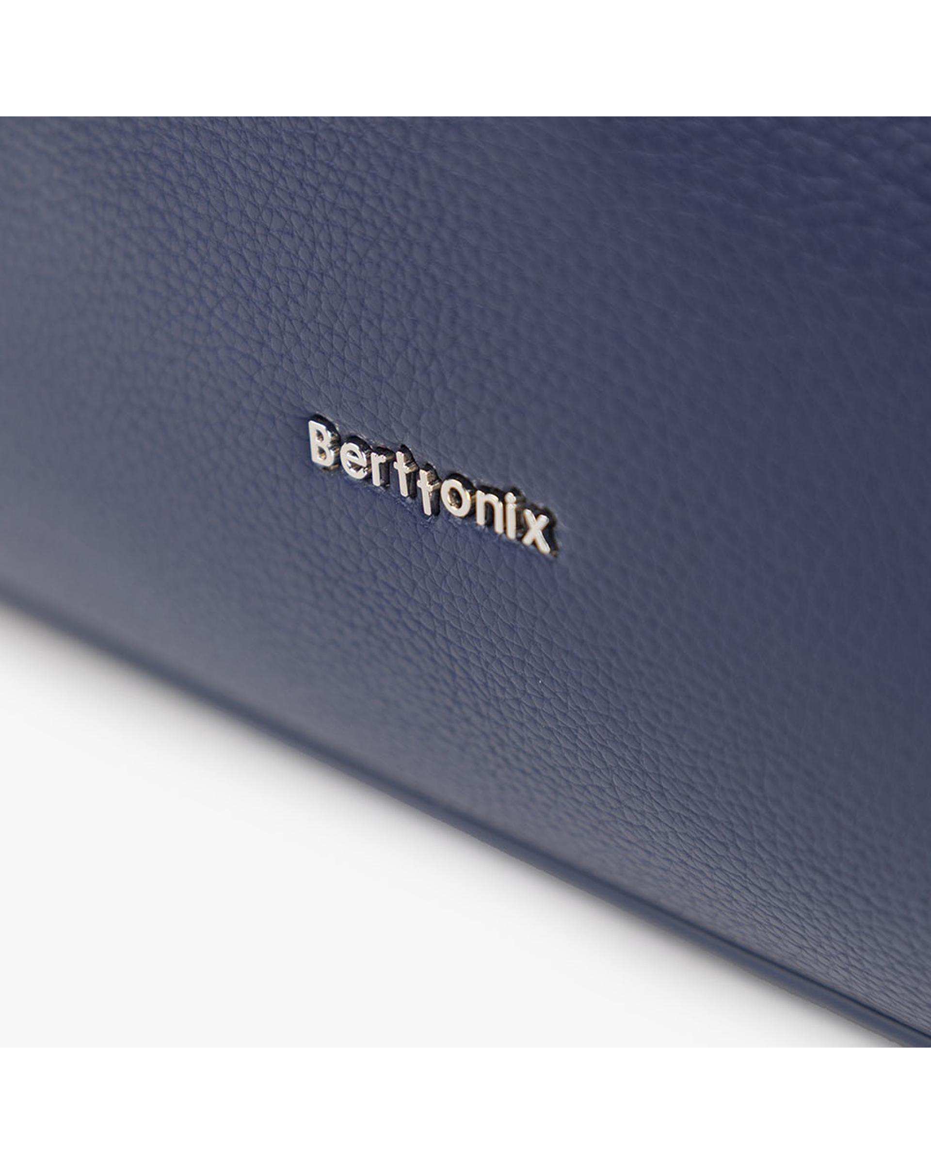 کیف دستی چرم زنانه سرمه ای برتونیکس Berttonix کد R-25003 به همراه جاکارتی