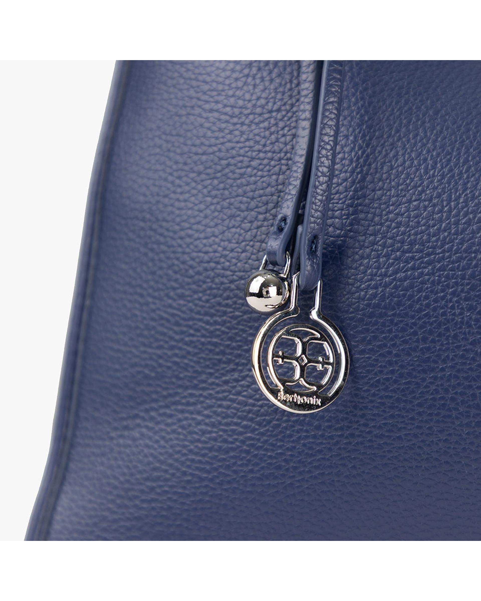 کیف دستی چرم زنانه سرمه ای برتونیکس Berttonix کد R-25003 به همراه جاکارتی