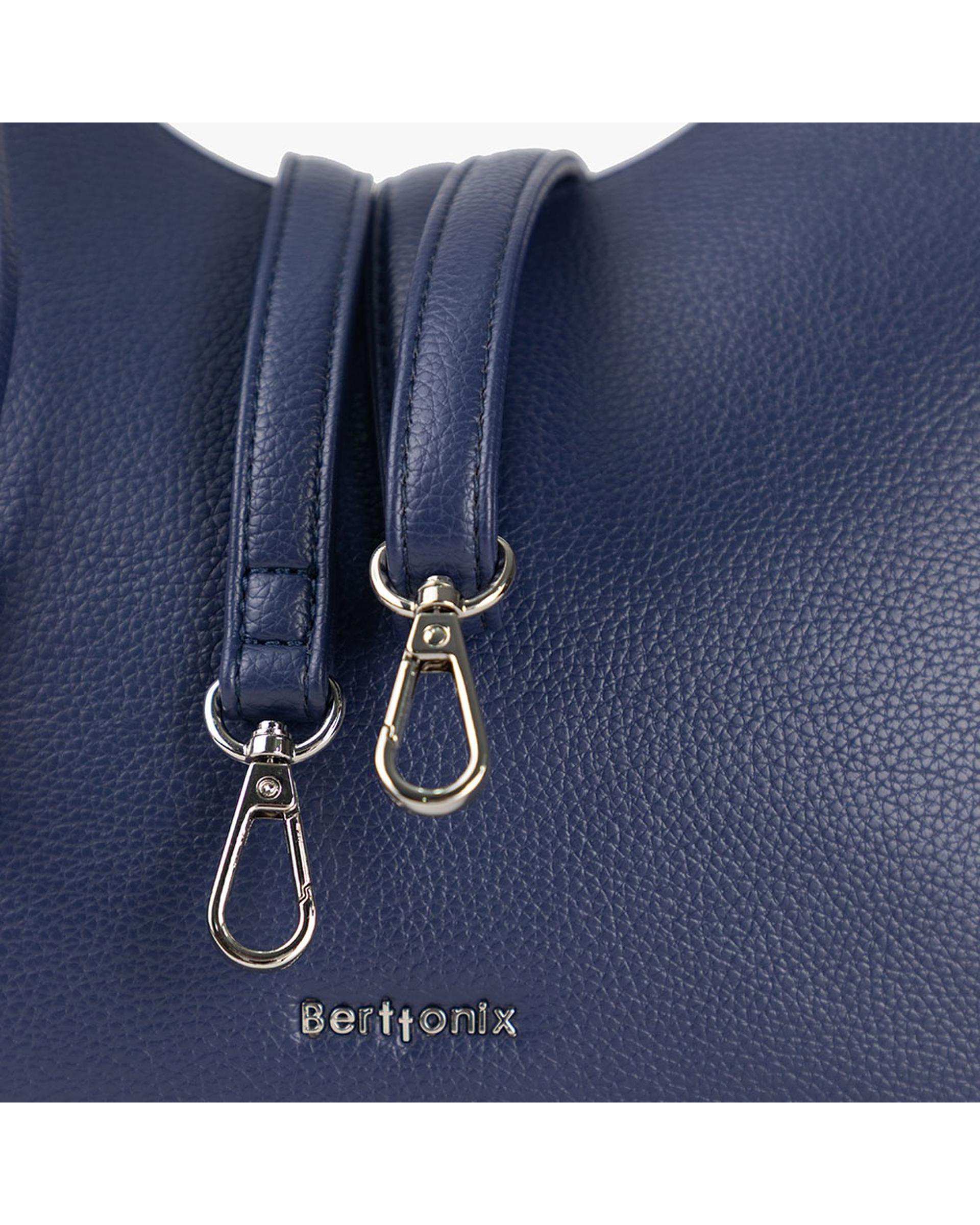 کیف دستی چرم زنانه سرمه ای برتونیکس Berttonix کد R-25003 به همراه جاکارتی