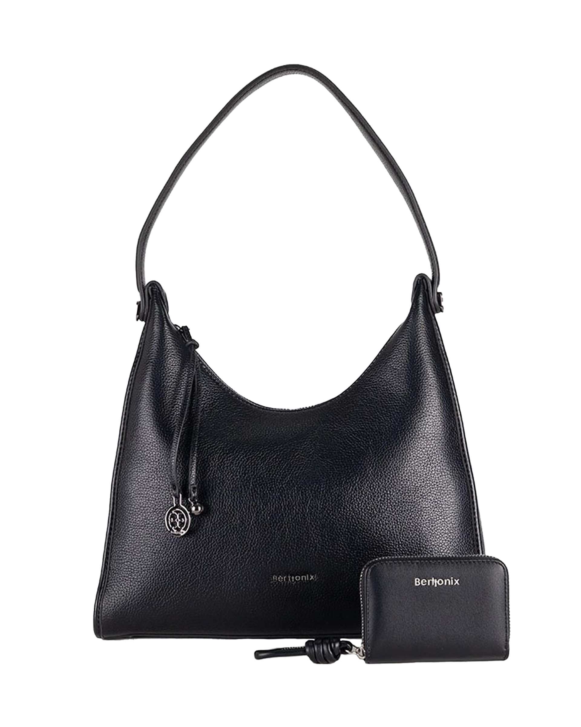کیف دستی چرم زنانه مشکی برتونیکس Berttonix کد R-25003 به همراه جاکارتی