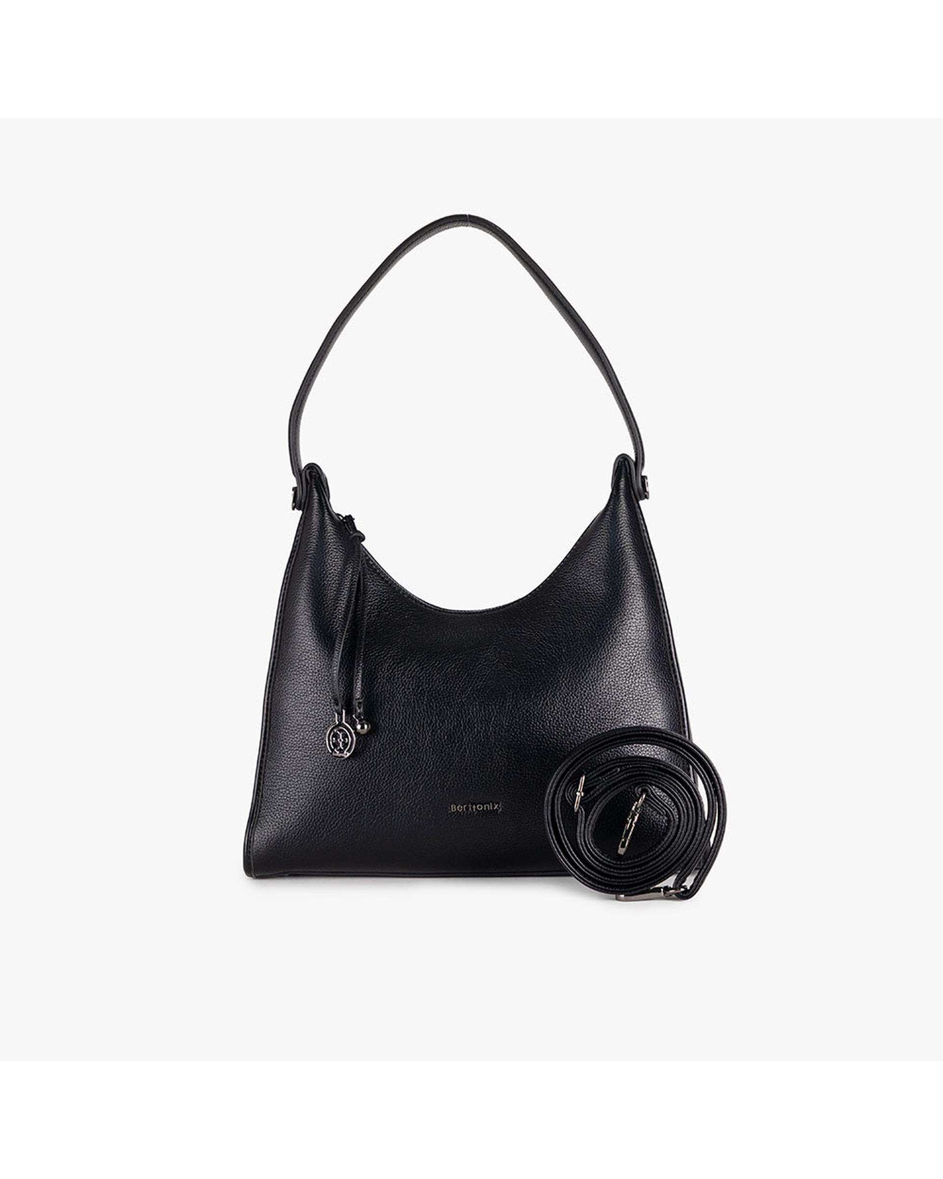 کیف دستی چرم زنانه مشکی برتونیکس Berttonix کد R-25003 به همراه جاکارتی