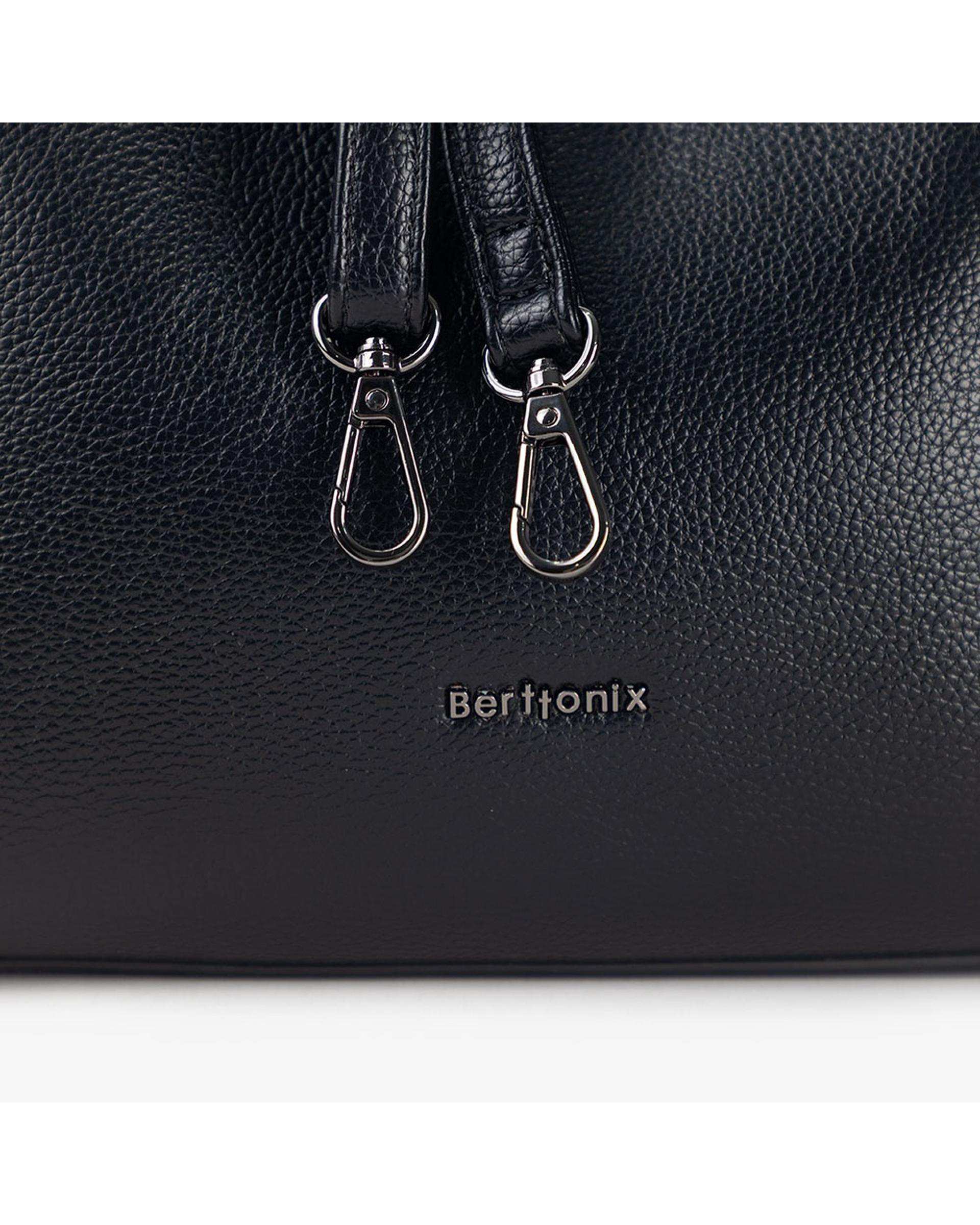 کیف دستی چرم زنانه مشکی برتونیکس Berttonix کد R-25003 به همراه جاکارتی