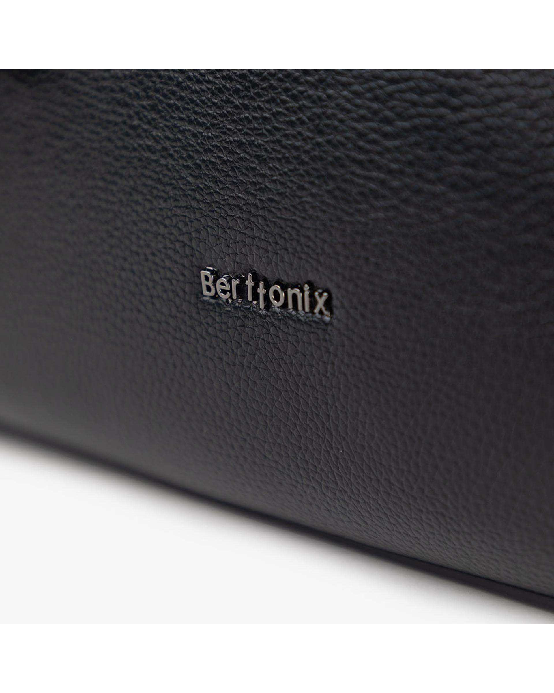 کیف دستی چرم زنانه مشکی برتونیکس Berttonix کد R-25003 به همراه جاکارتی