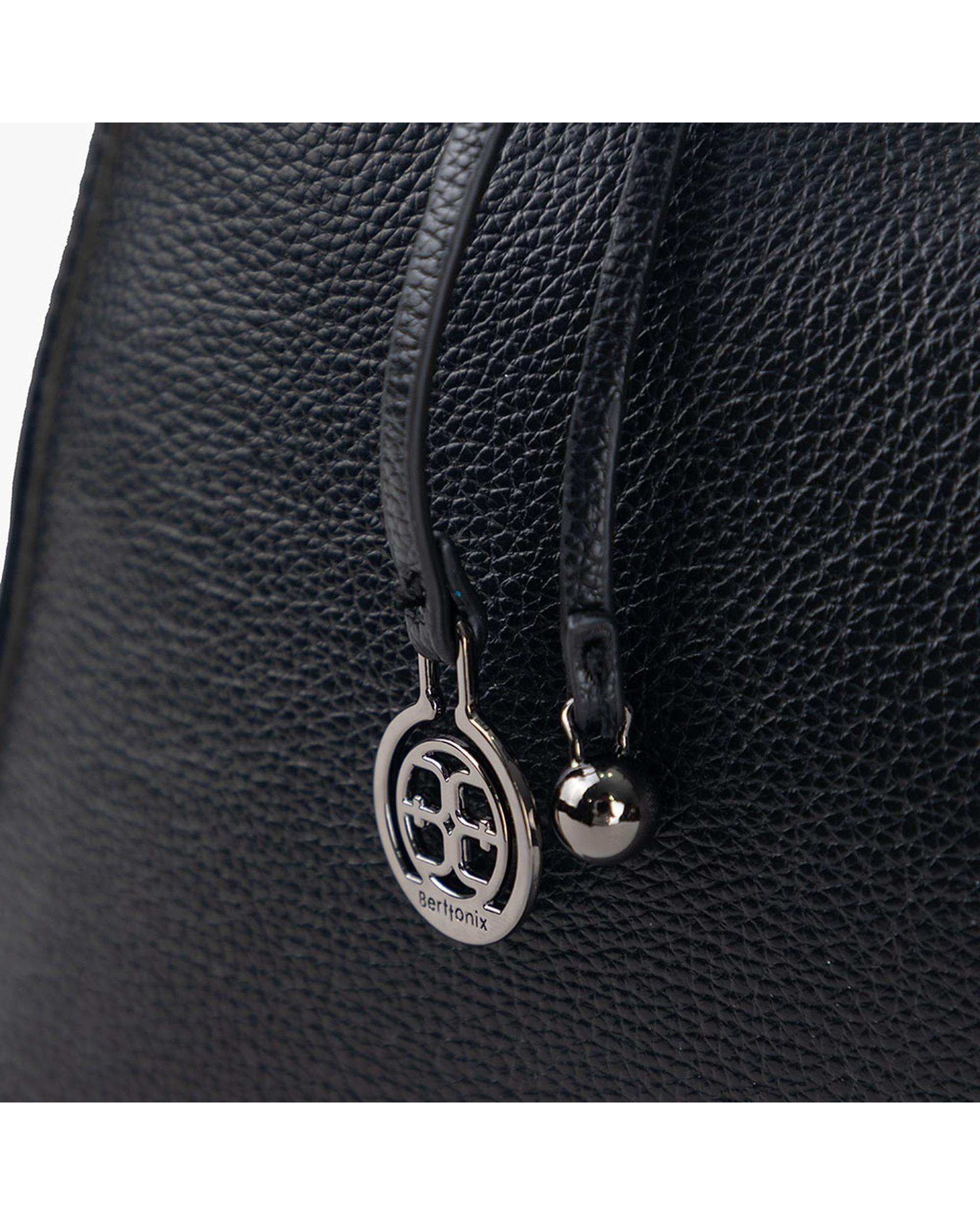 کیف دستی چرم زنانه مشکی برتونیکس Berttonix کد R-25003 به همراه جاکارتی