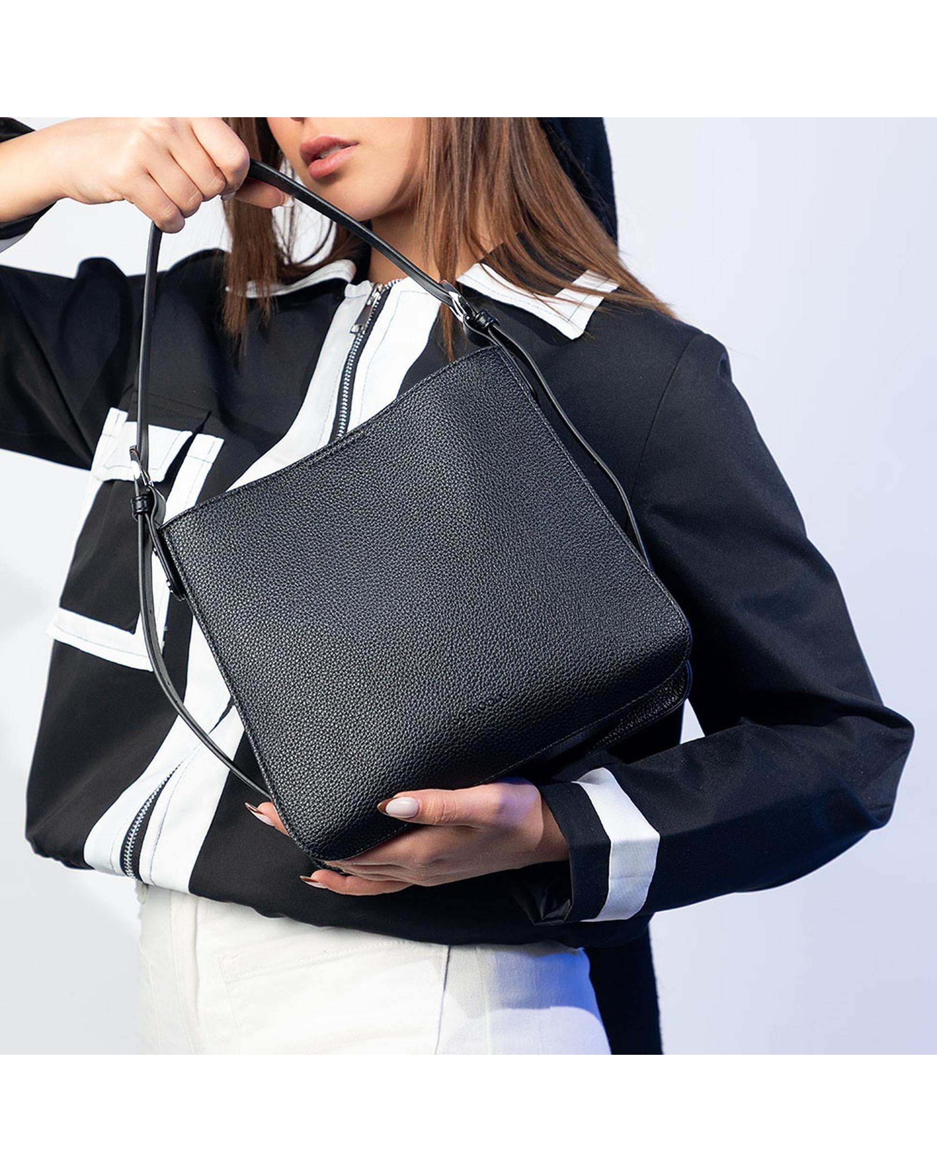 کیف دستی چرم زنانه مشکی برتونیکس Berttonix کد R-25005 به همراه جاکارتی