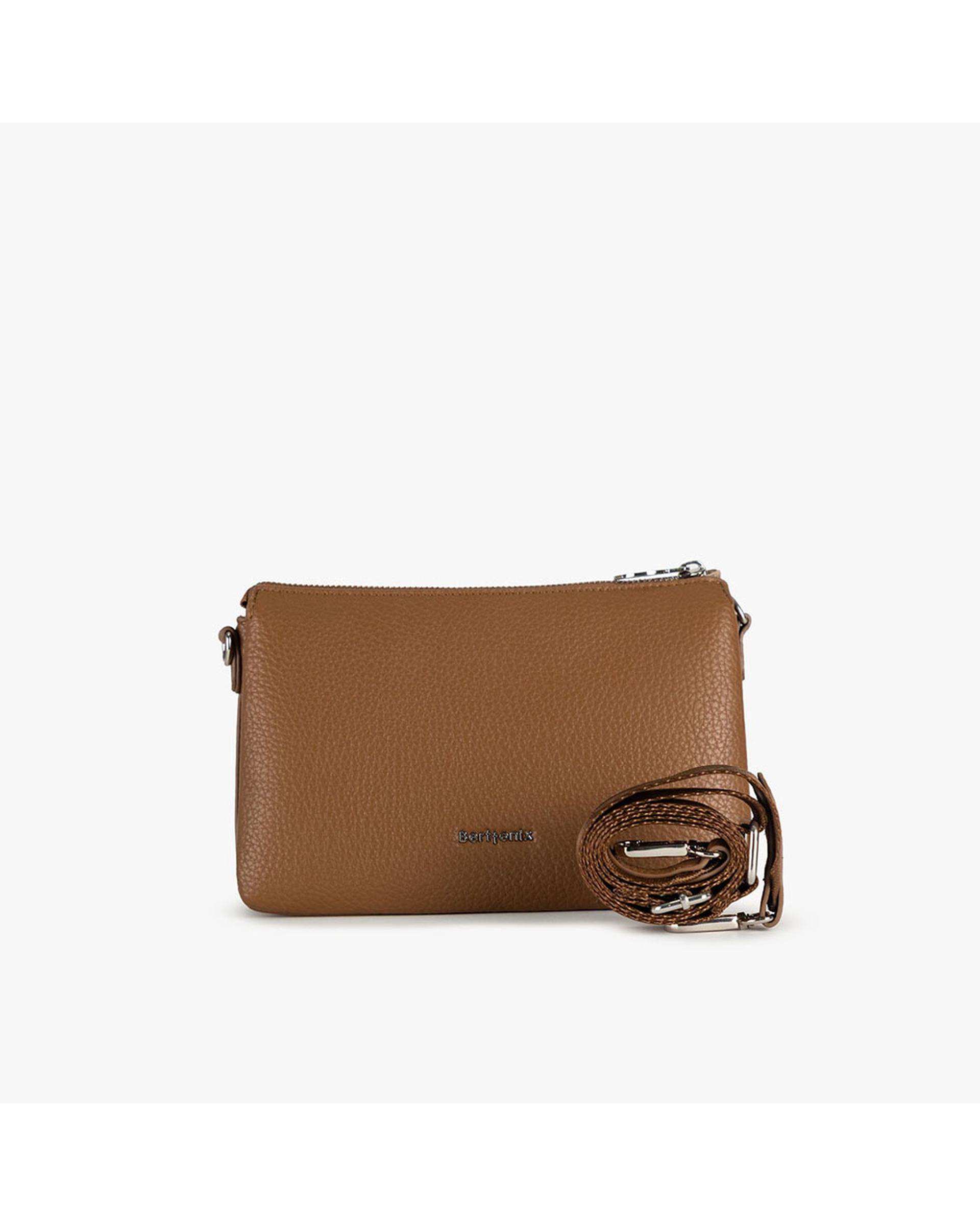 کیف دوشی زنانه قهوه ای برتونیکس Berttonix کد R-25004 به همراه جاکارتی