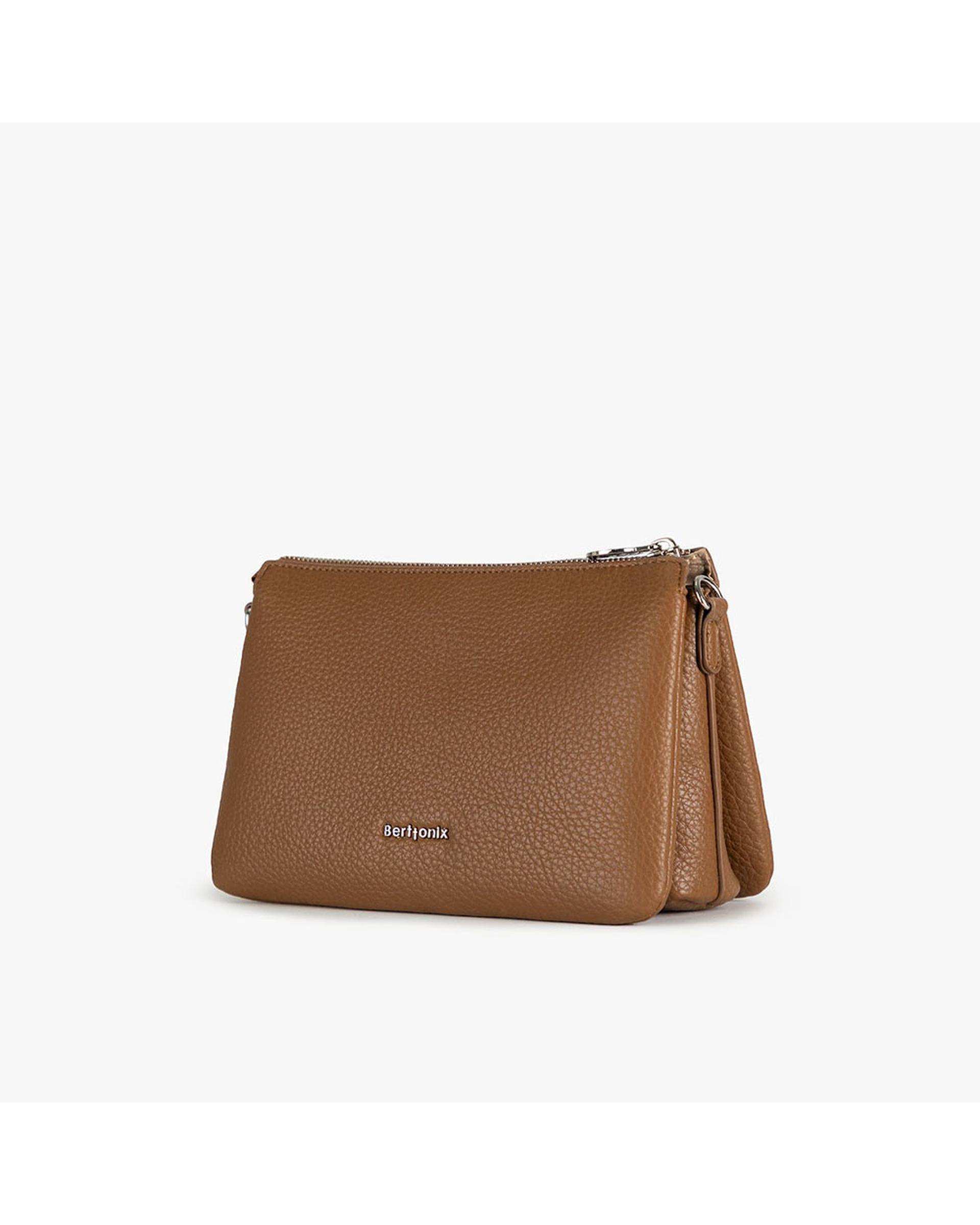 کیف دوشی زنانه قهوه ای برتونیکس Berttonix کد R-25004 به همراه جاکارتی
