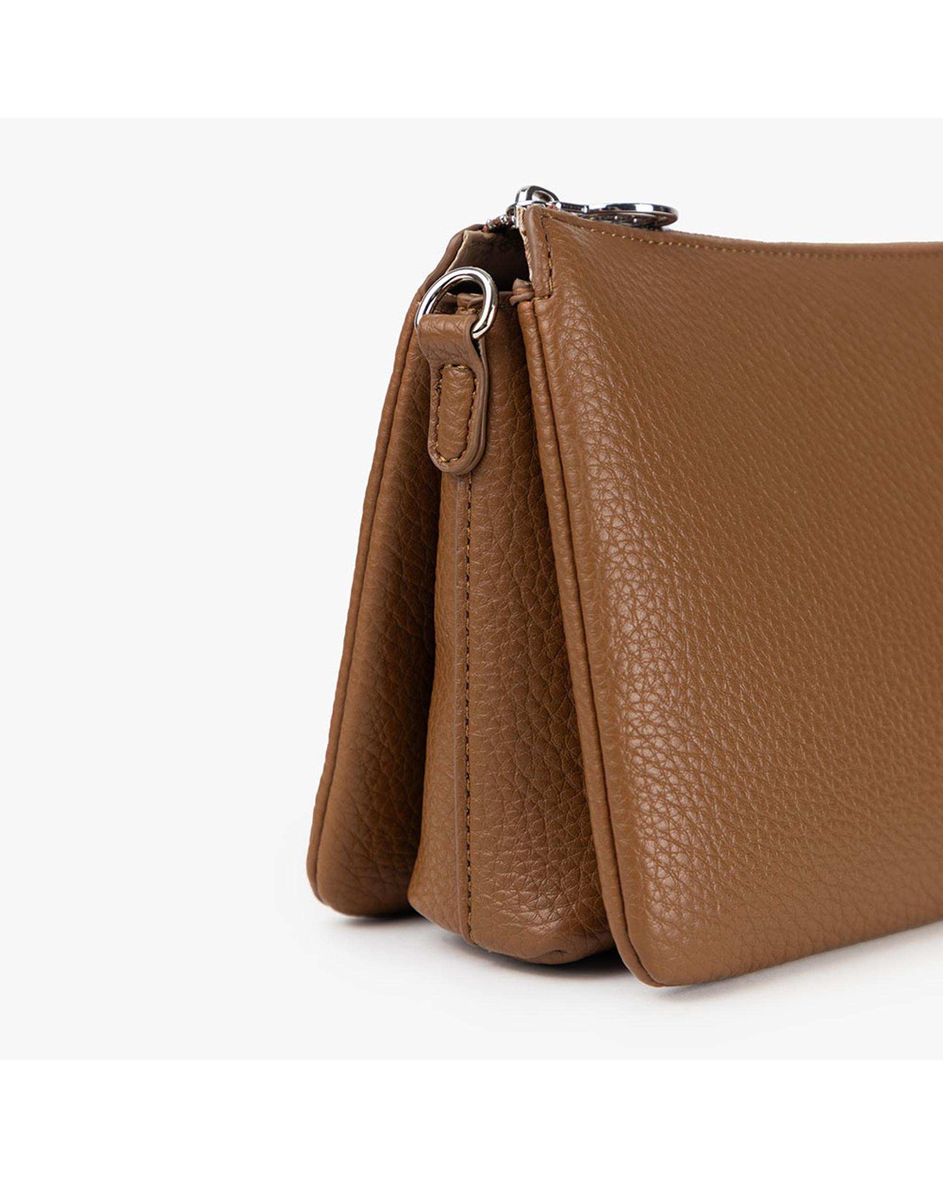 کیف دوشی زنانه قهوه ای برتونیکس Berttonix کد R-25004 به همراه جاکارتی