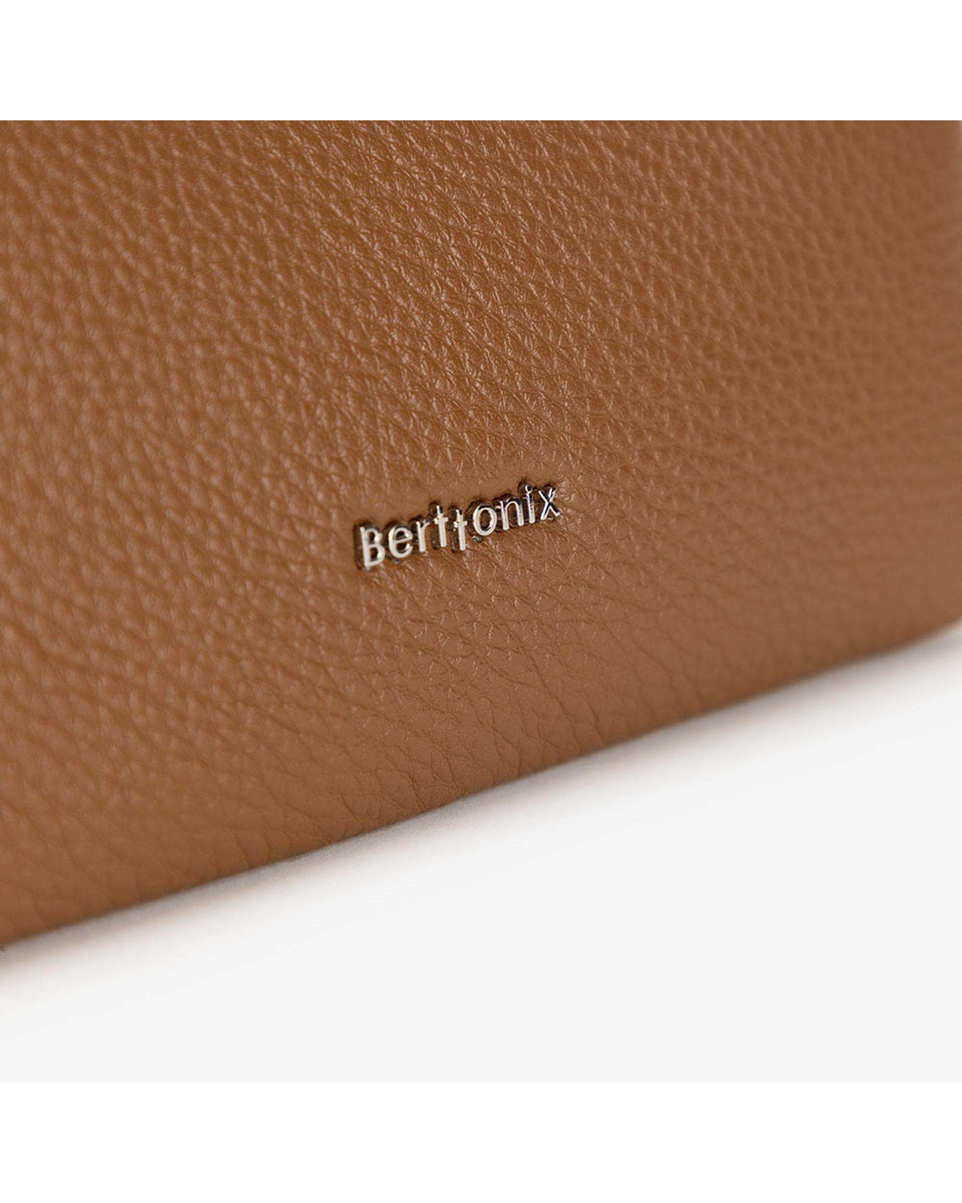 کیف دوشی زنانه قهوه ای برتونیکس Berttonix کد R-25004 به همراه جاکارتی