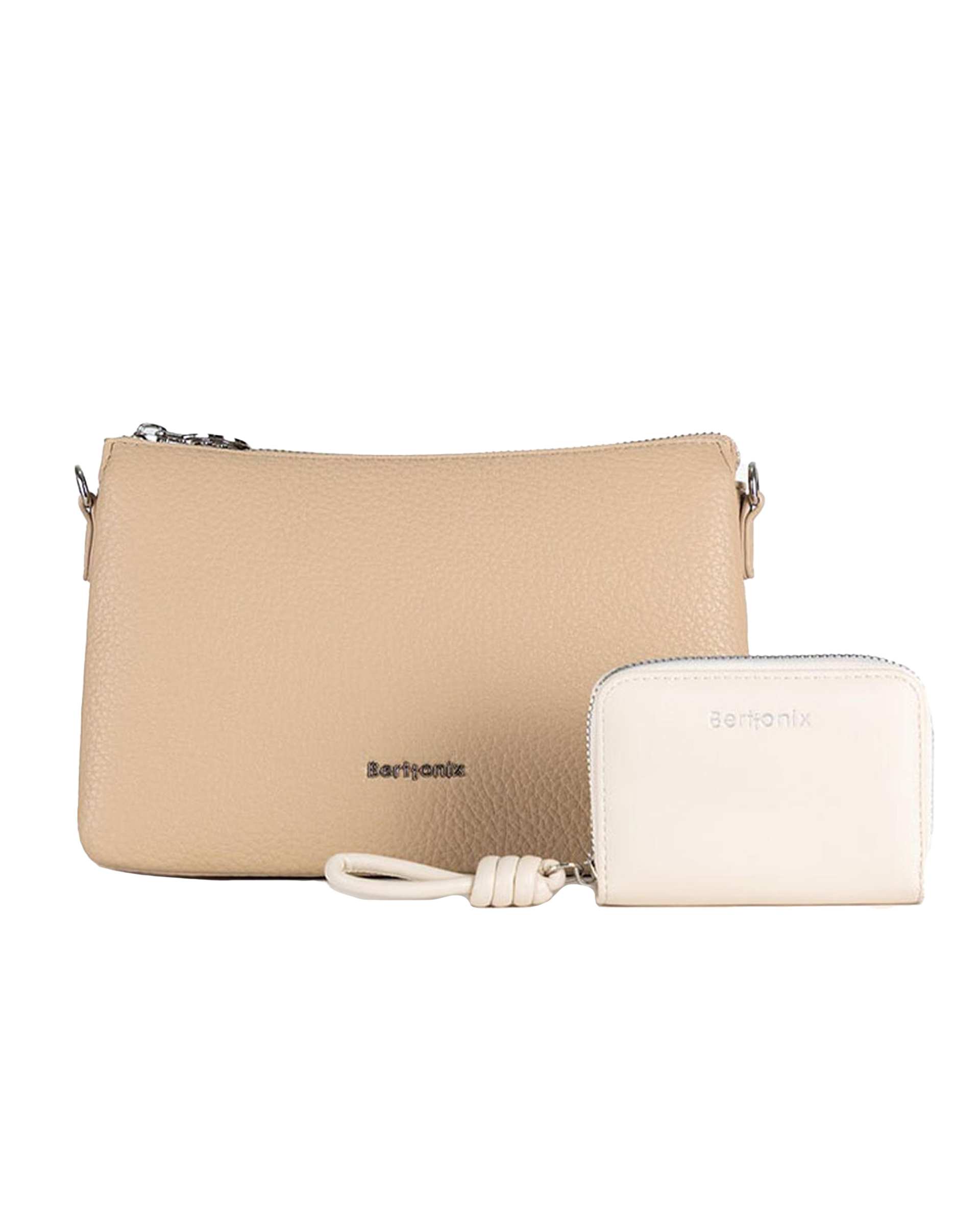 کیف دوشی زنانه بژ برتونیکس Berttonix کد R-25004 به همراه جاکارتی