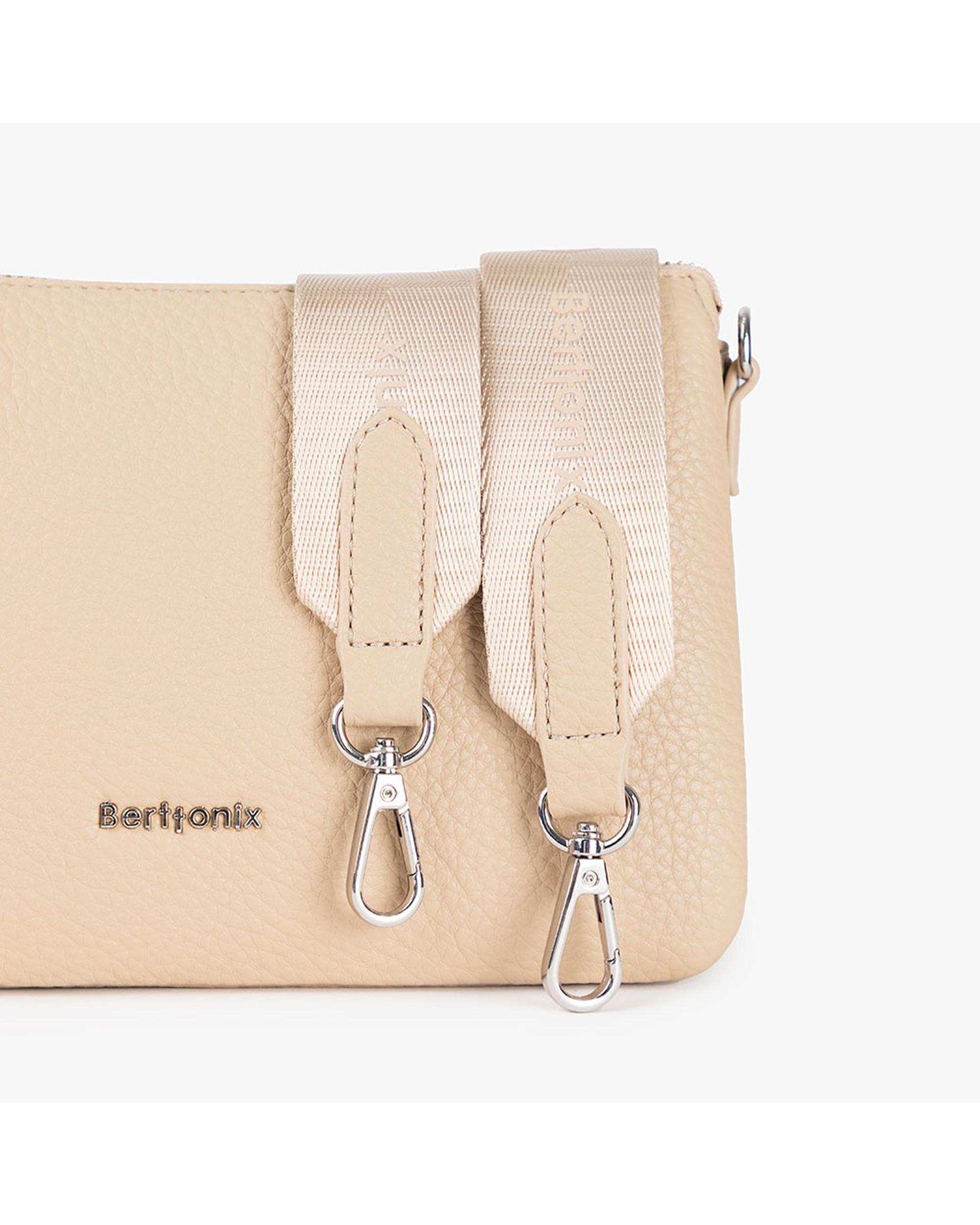 کیف دوشی زنانه بژ برتونیکس Berttonix کد R-25004 به همراه جاکارتی