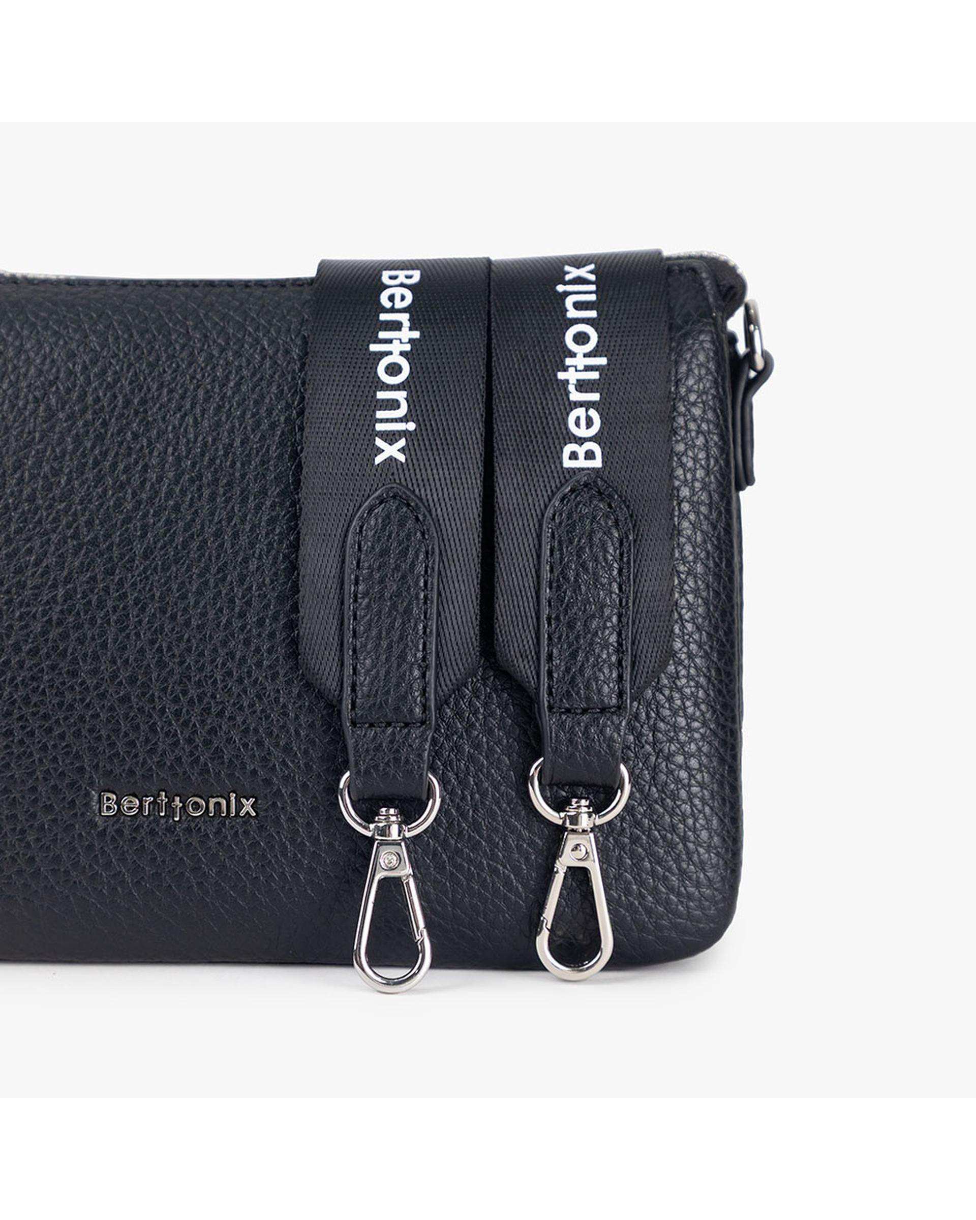 کیف دوشی زنانه مشکی برتونیکس Berttonix کد R-25004 به همراه جاکارتی