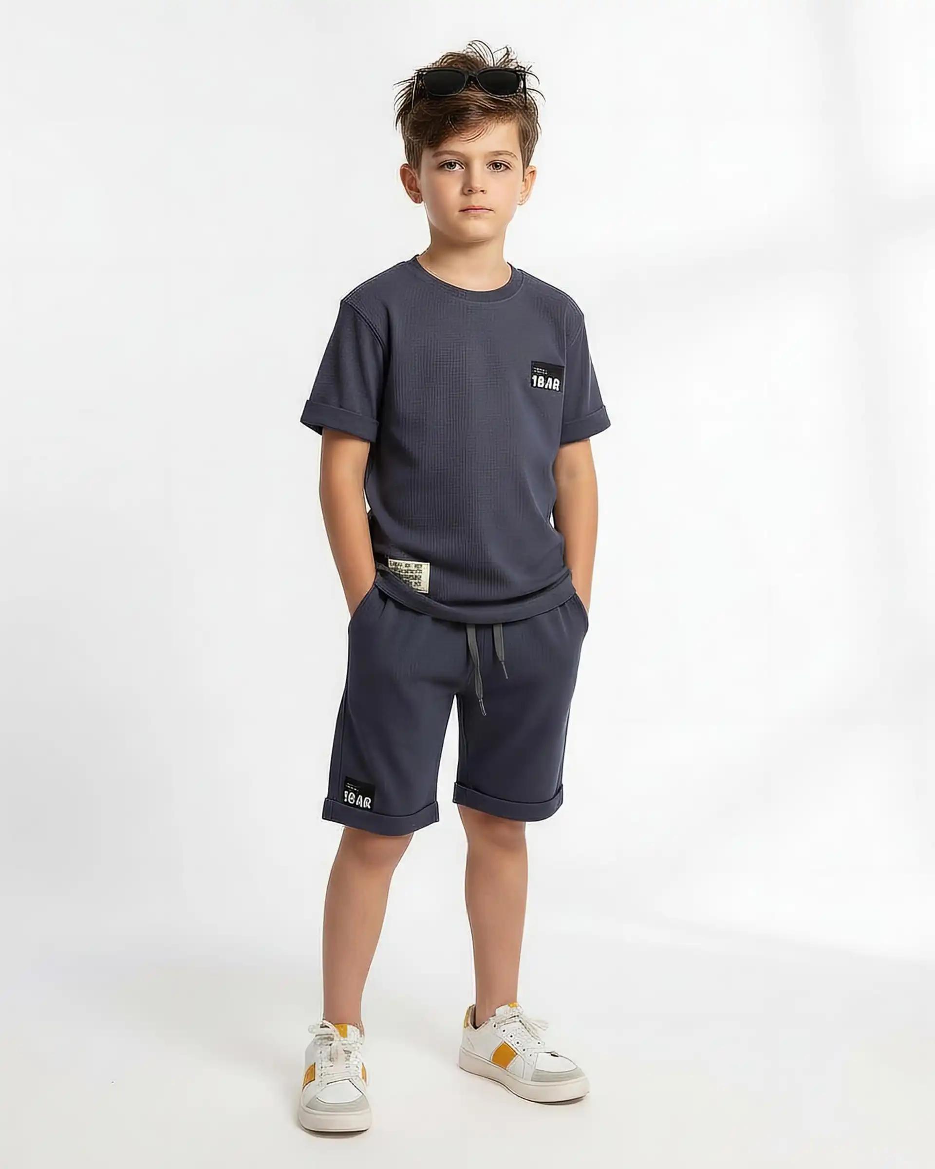 ست تیشرت و شلوارک بچگانه بیسکوییتی نوک مدادی لئو کیدز Leo Kids کد 5-6820