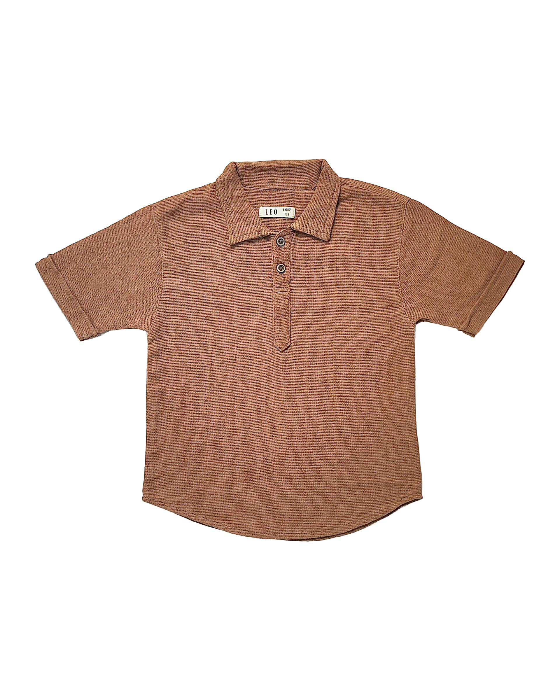 تیشرت پسرانه شکلاتی لئو کیدز Leo Kids کد 5-6871