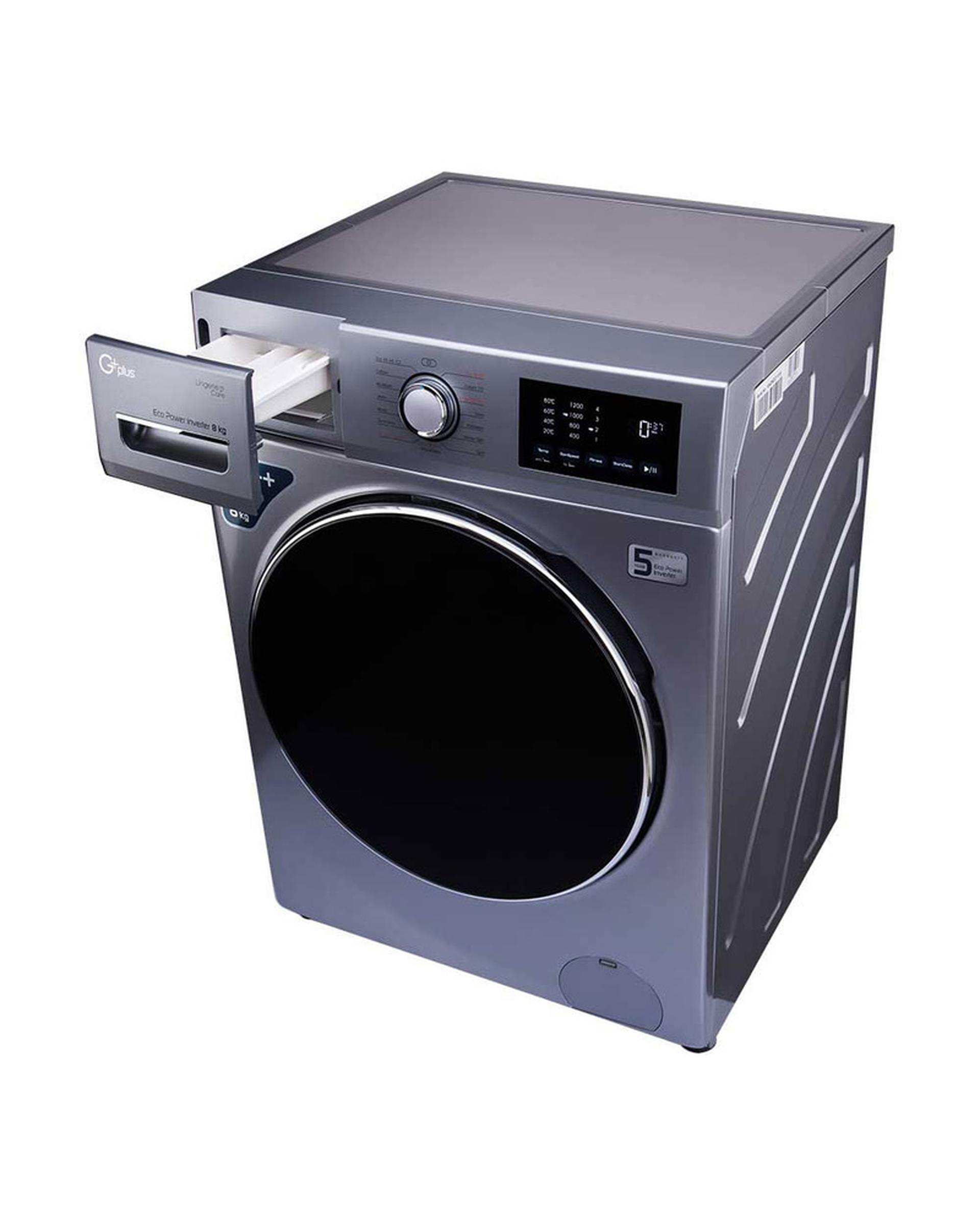 ماشین لباسشویی Power Inverter تیتانیوم جی پلاس Gplus مدل GWM-M822T.RW ظرفیت 8 کیلوگرم