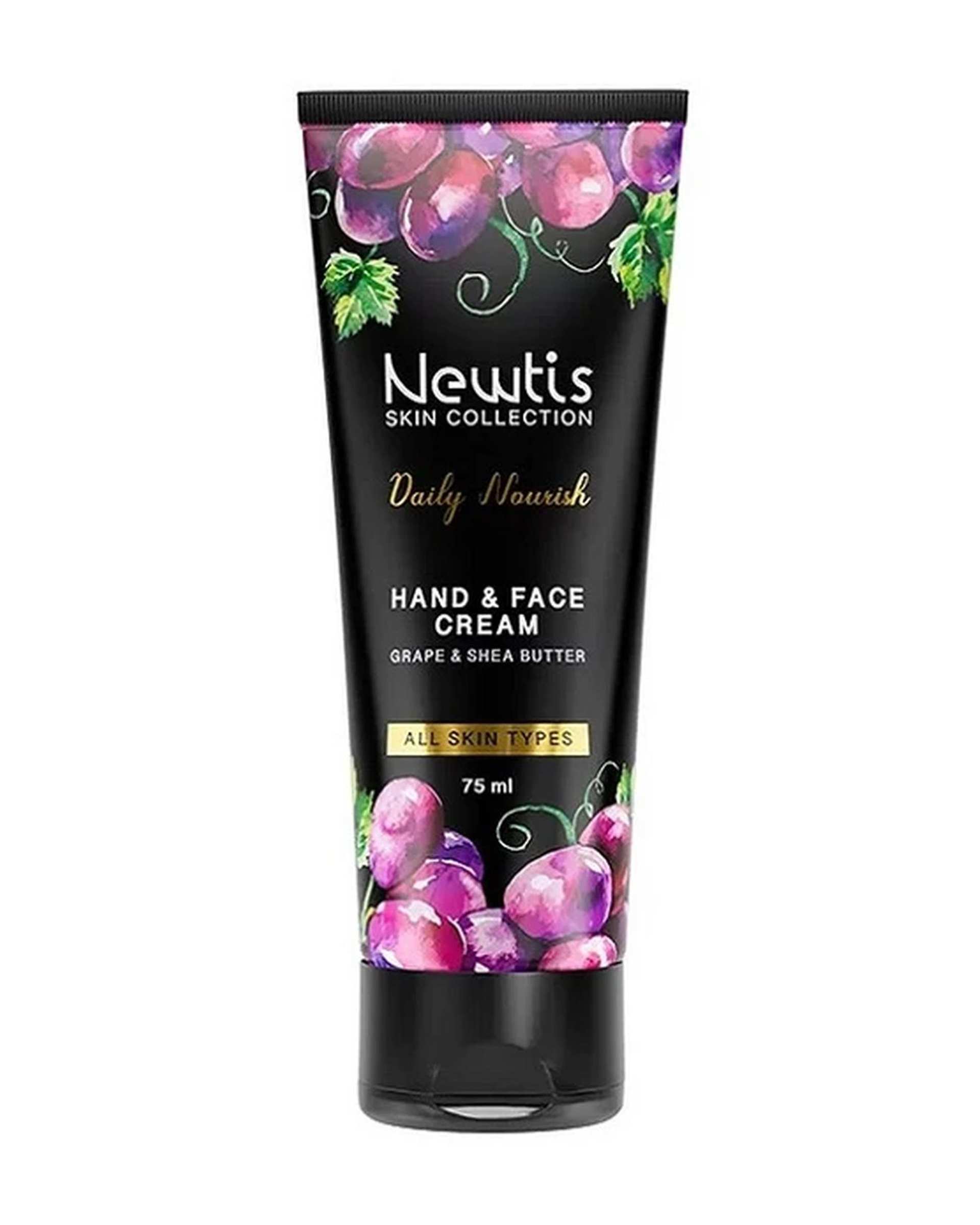 کرم مرطوب کننده دست و صورت نیوتیس Newtis مناسب انواع پوست حاوی عصاره انگور و شی باتر حجم ۷۵ml