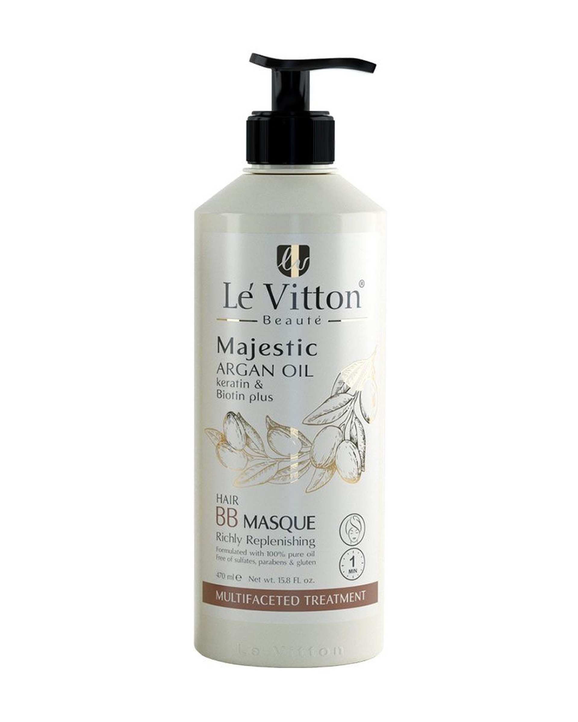 ماسک مو مغذی لویتون Levitton مدل CC Masque مناسب موهای رنگ شده حاوی روغن دانه انار و انگور حجم 470ml