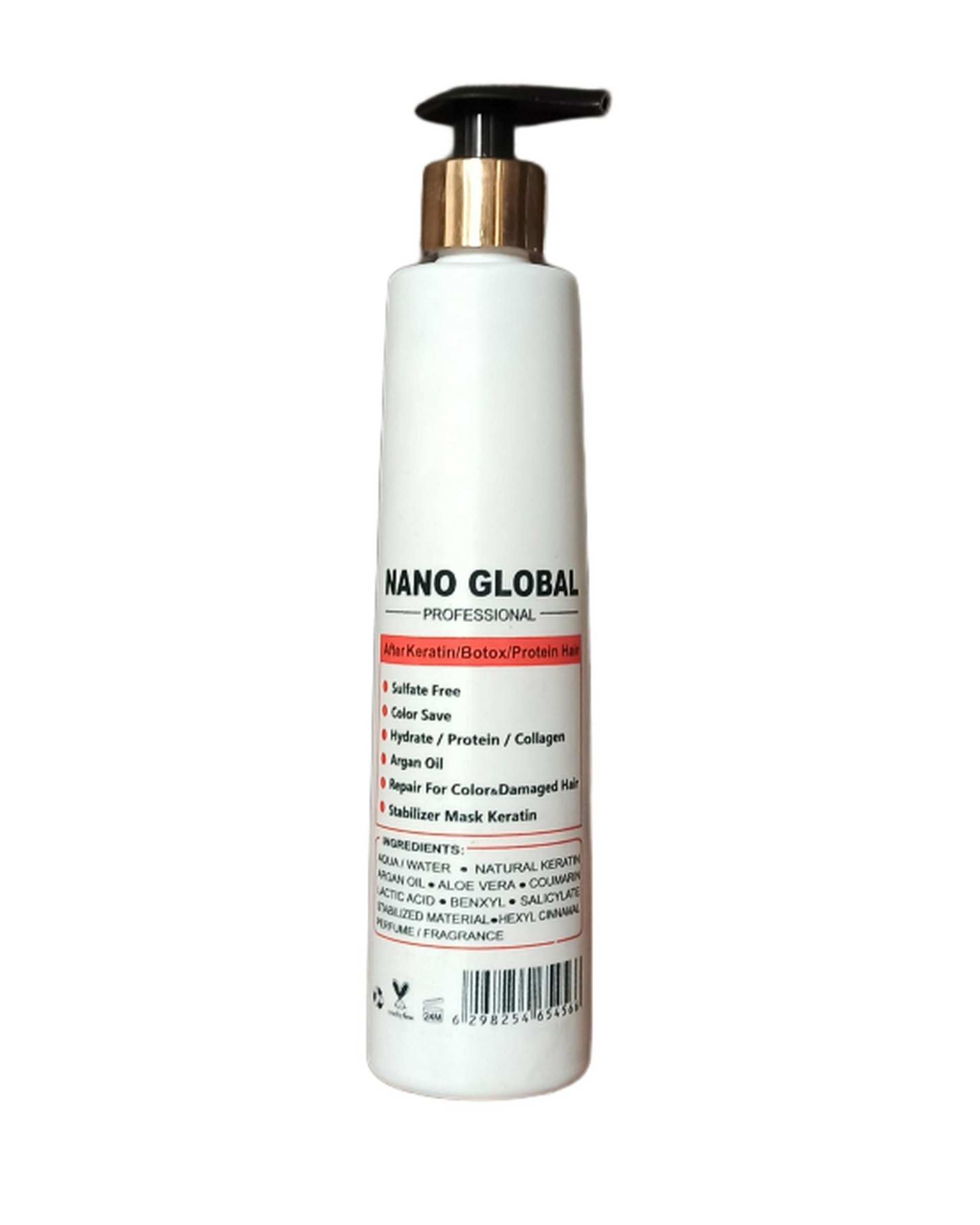 ماسک مو بدون سولفات تثبیت کراتین بدون آبکشی نانوگلوبال Nano Global حجم 350ml